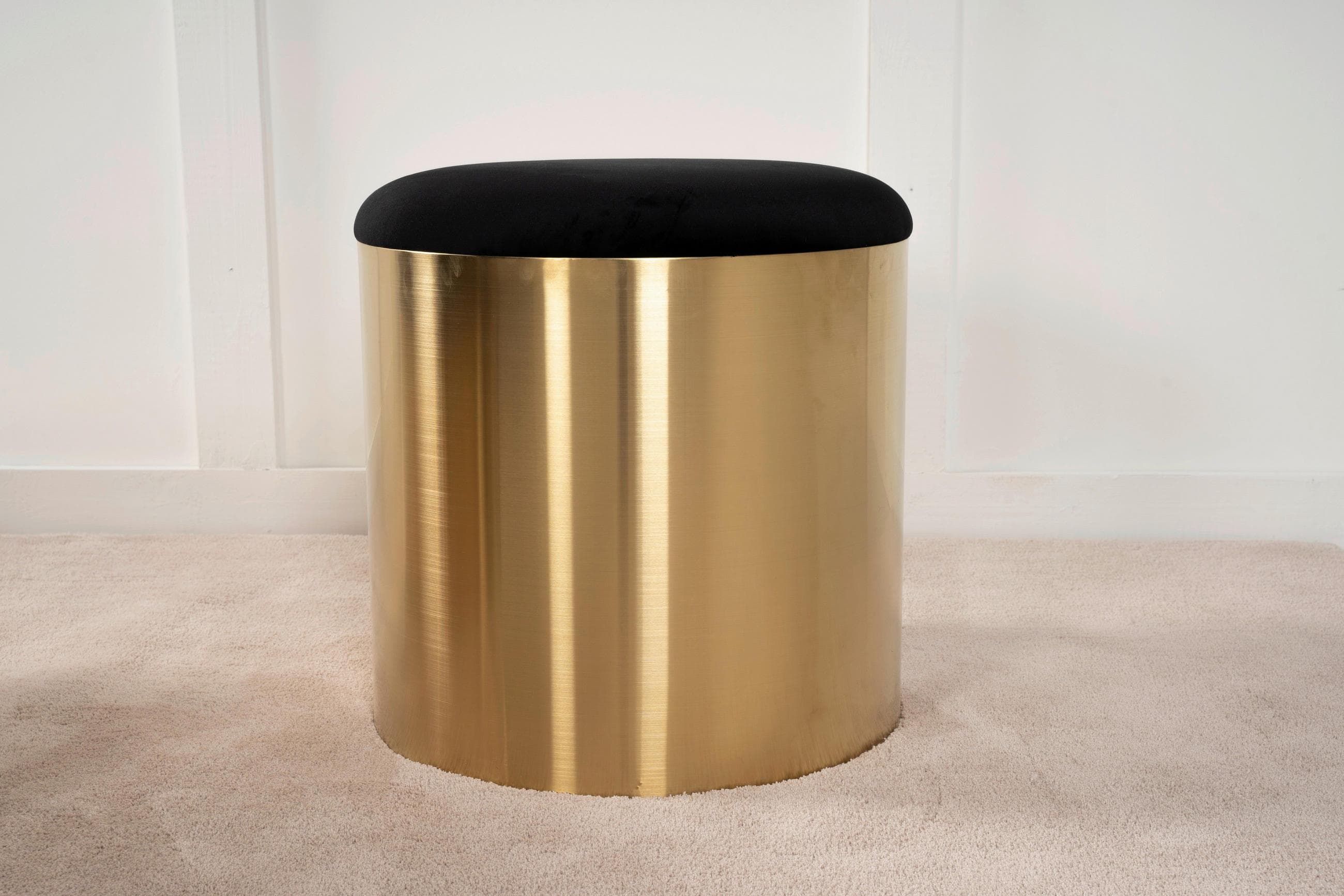 HOCKER PUFF Gold Schwarz Gartenhocker