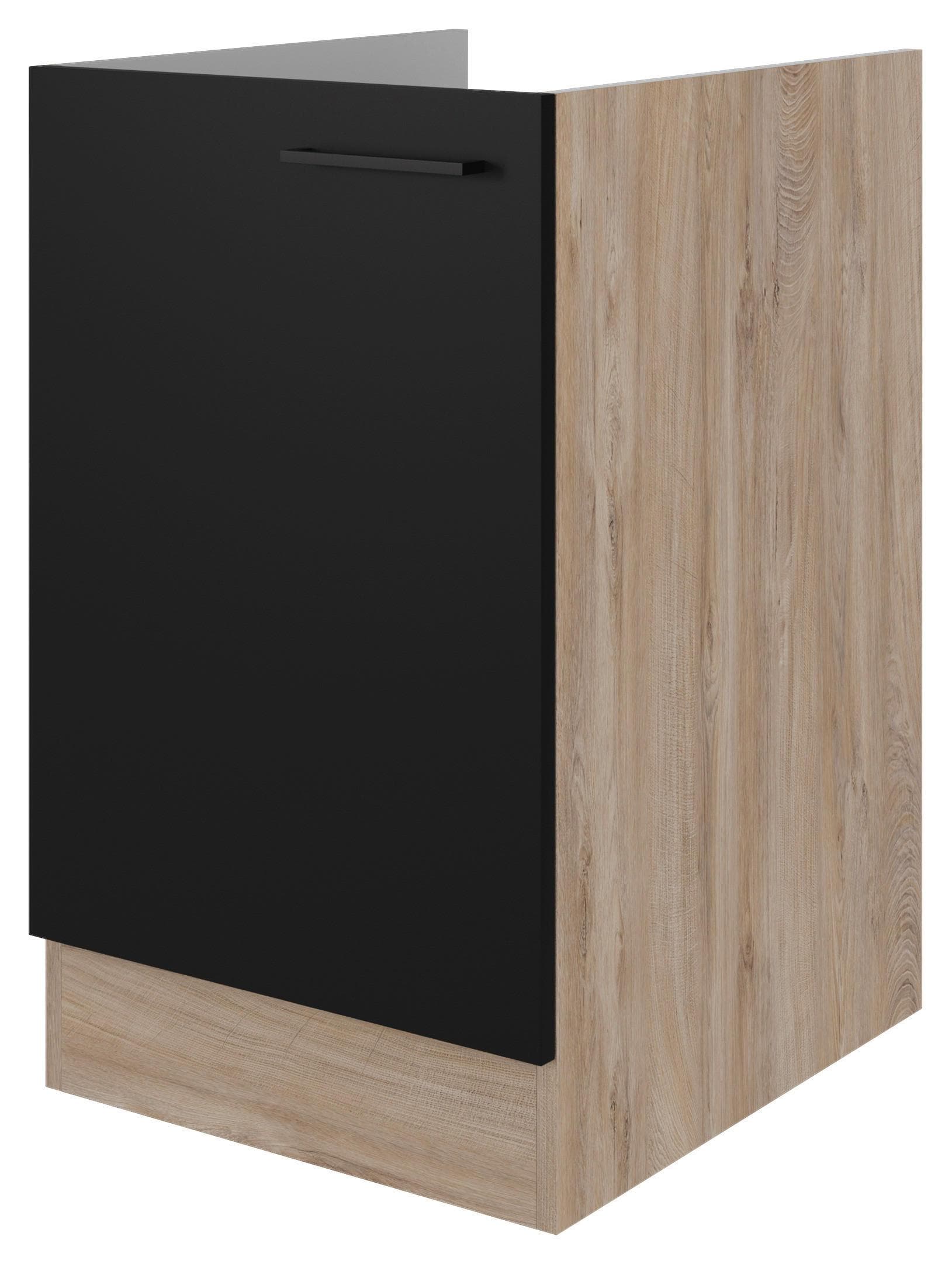 Spülenunterschrank Capri Schwarz/Eichefarben Holz