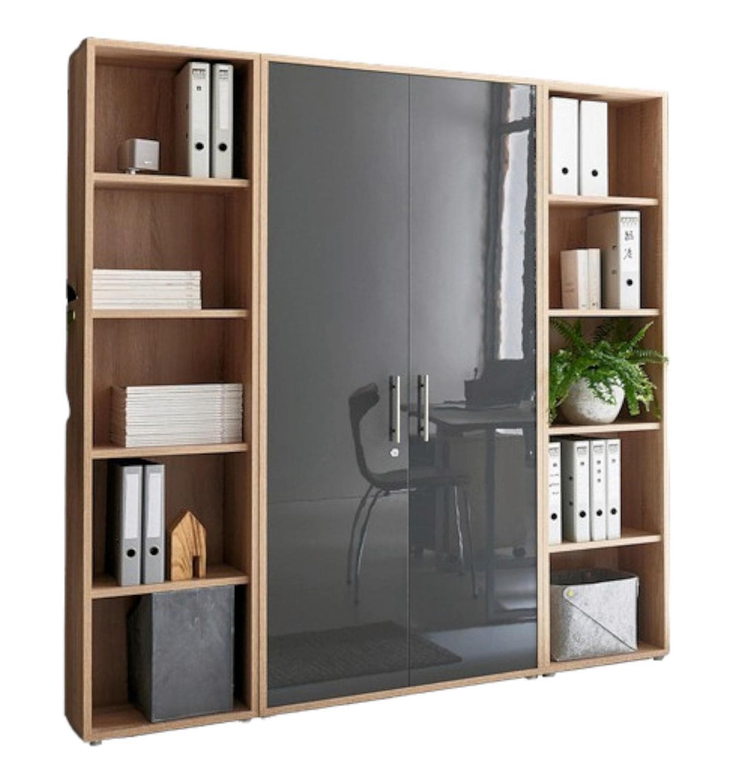 Aktenschrank Office Edition SW 3 Hoch Eiche/Anthrazit