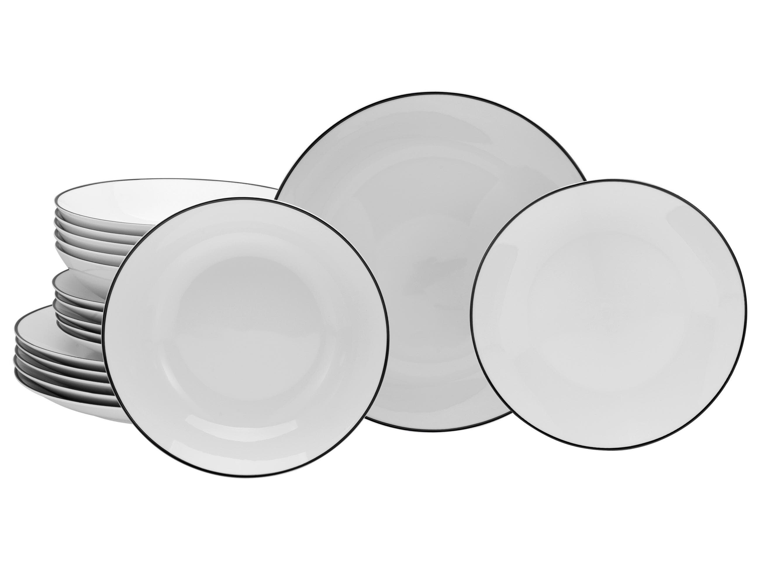 Creatable Tellerset Luna Black Line 18-tlg. Porzellan
