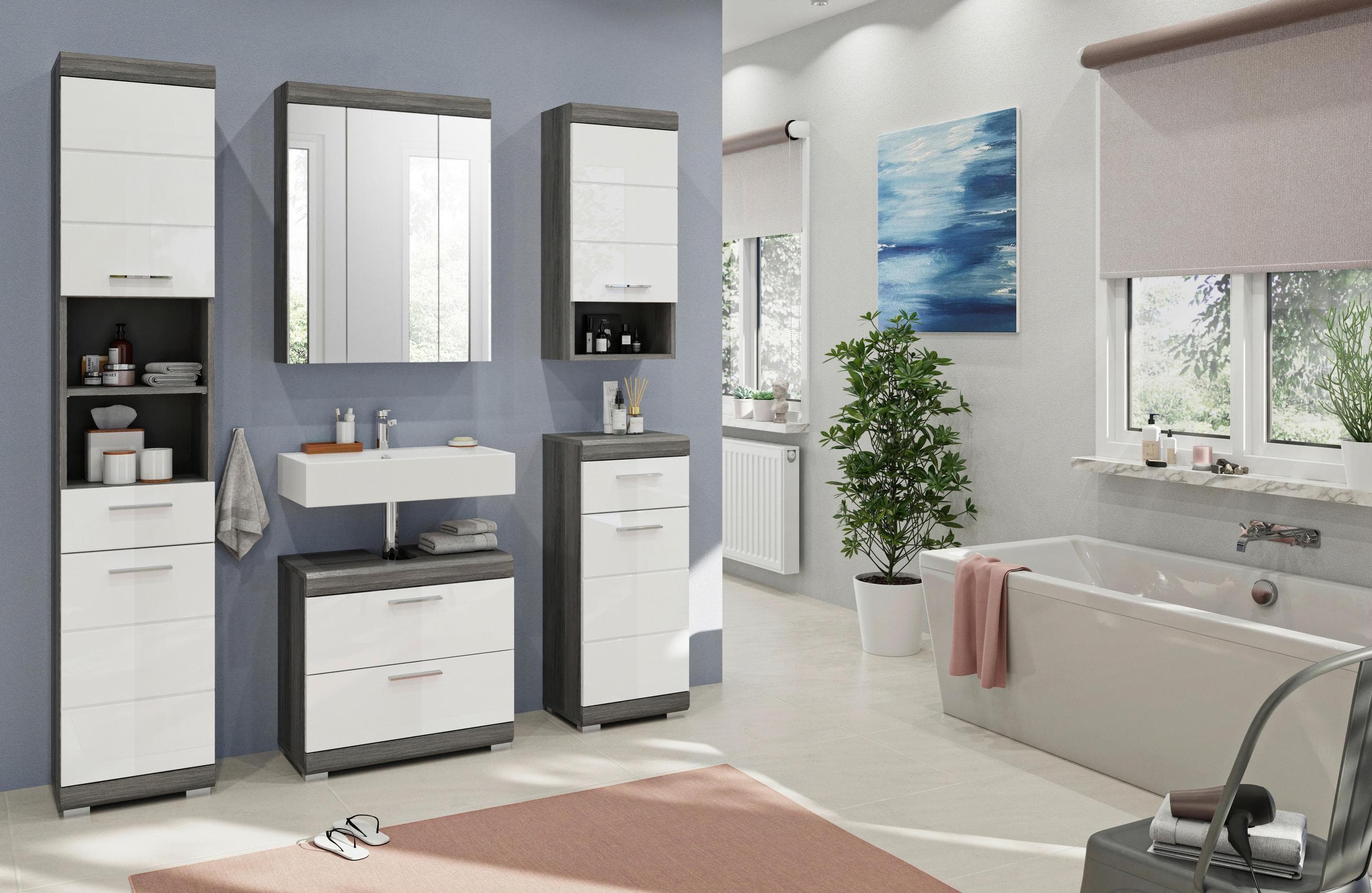 Mömax DE Badezimmer Scout 5-tlg. Anthrazit/Weiß