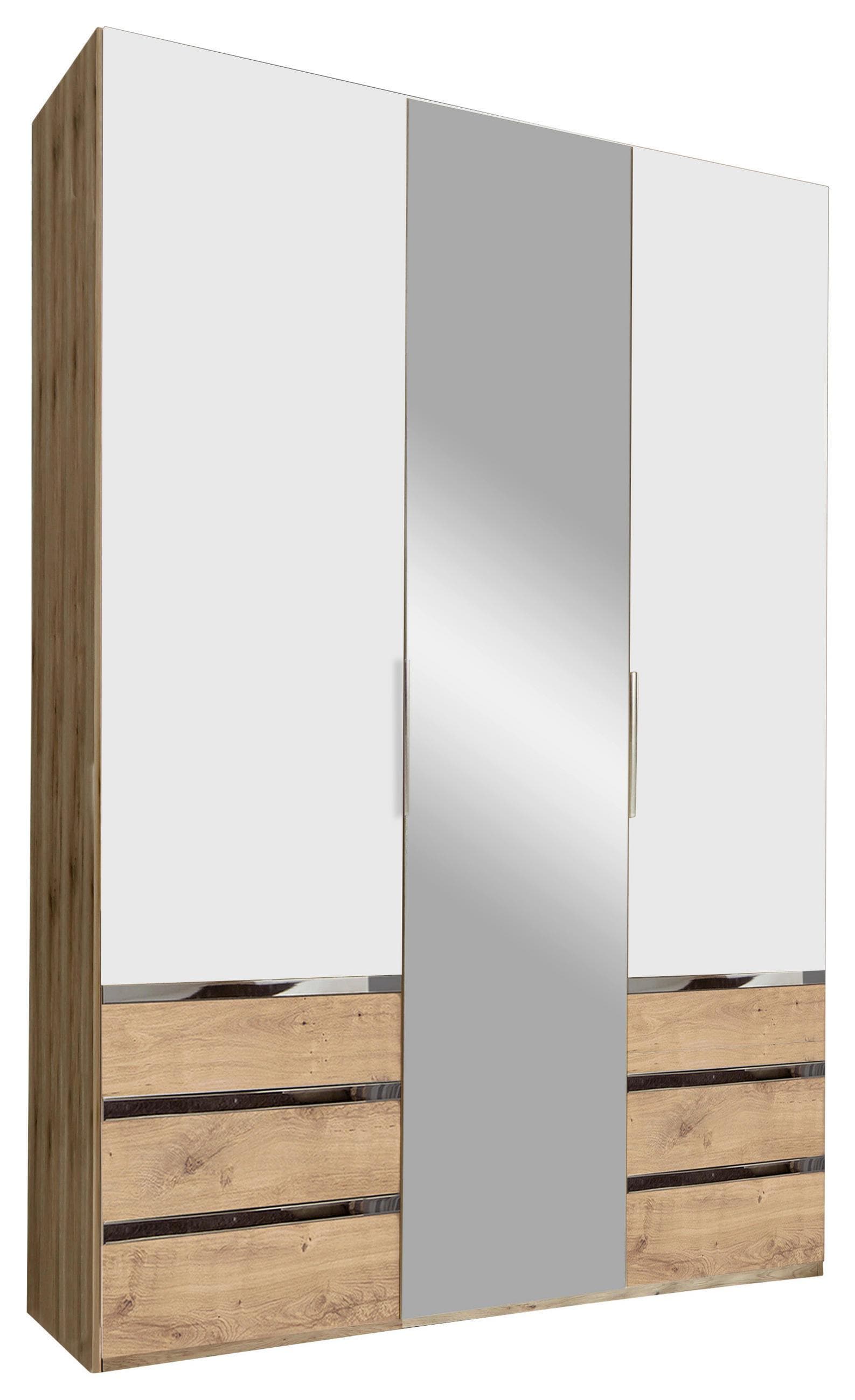 Drehtürenschrank Level 36A mit Spiegel Weiß/Eiche Mömax