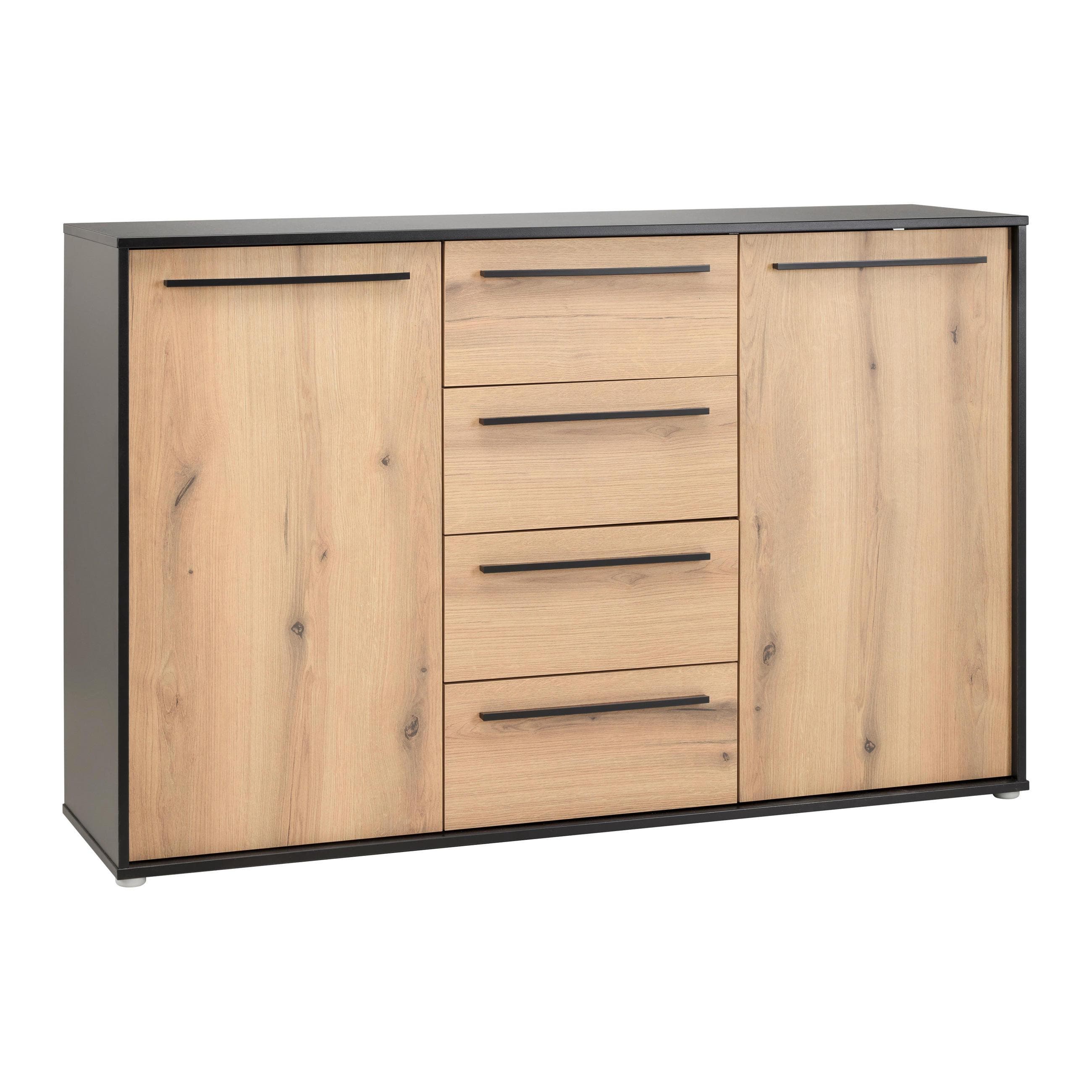 Sideboard Adriano Schwarz/Eichefarben Mömax DE