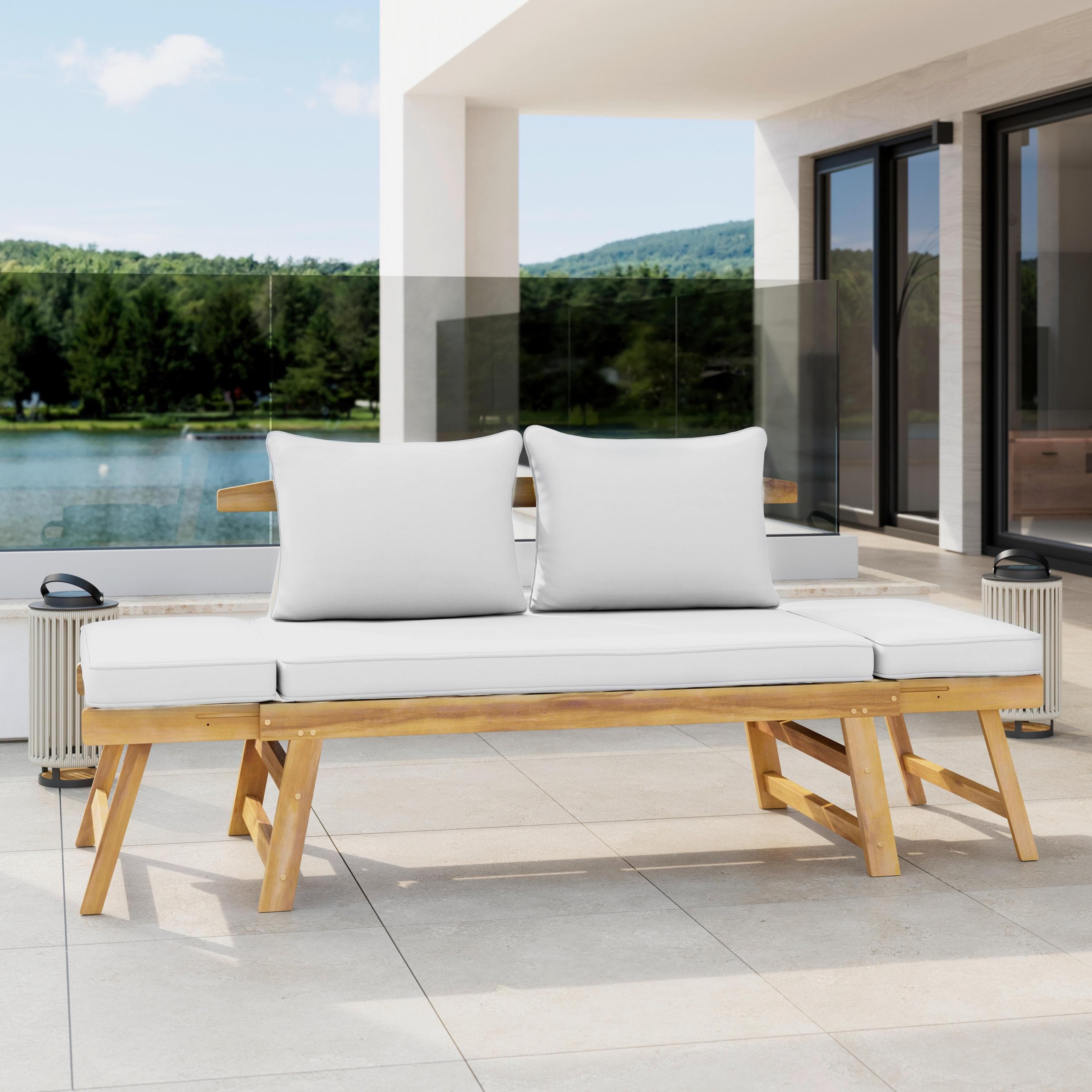 Gartenliege Pia Creme Akazie Outdoorstoff