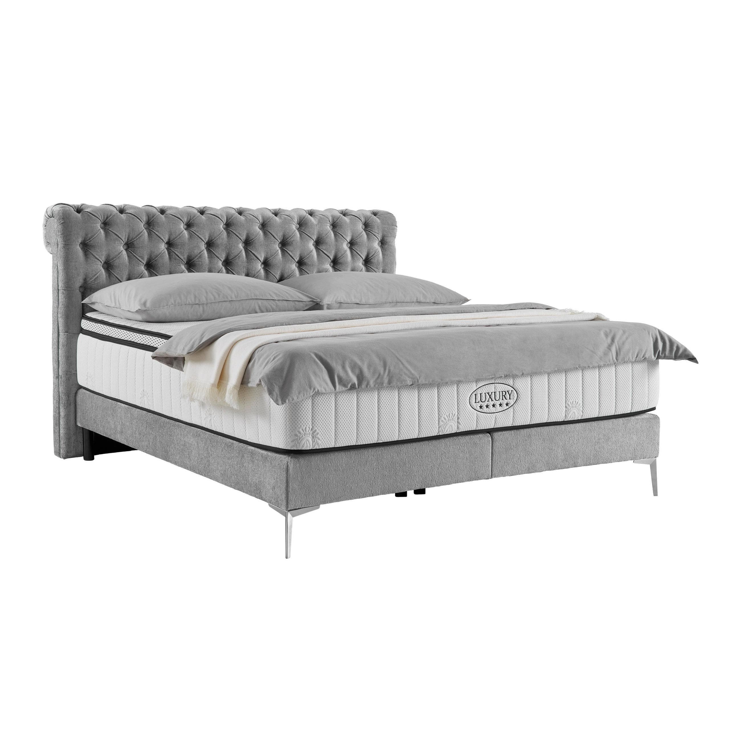 Boxspringbett Queen Grau