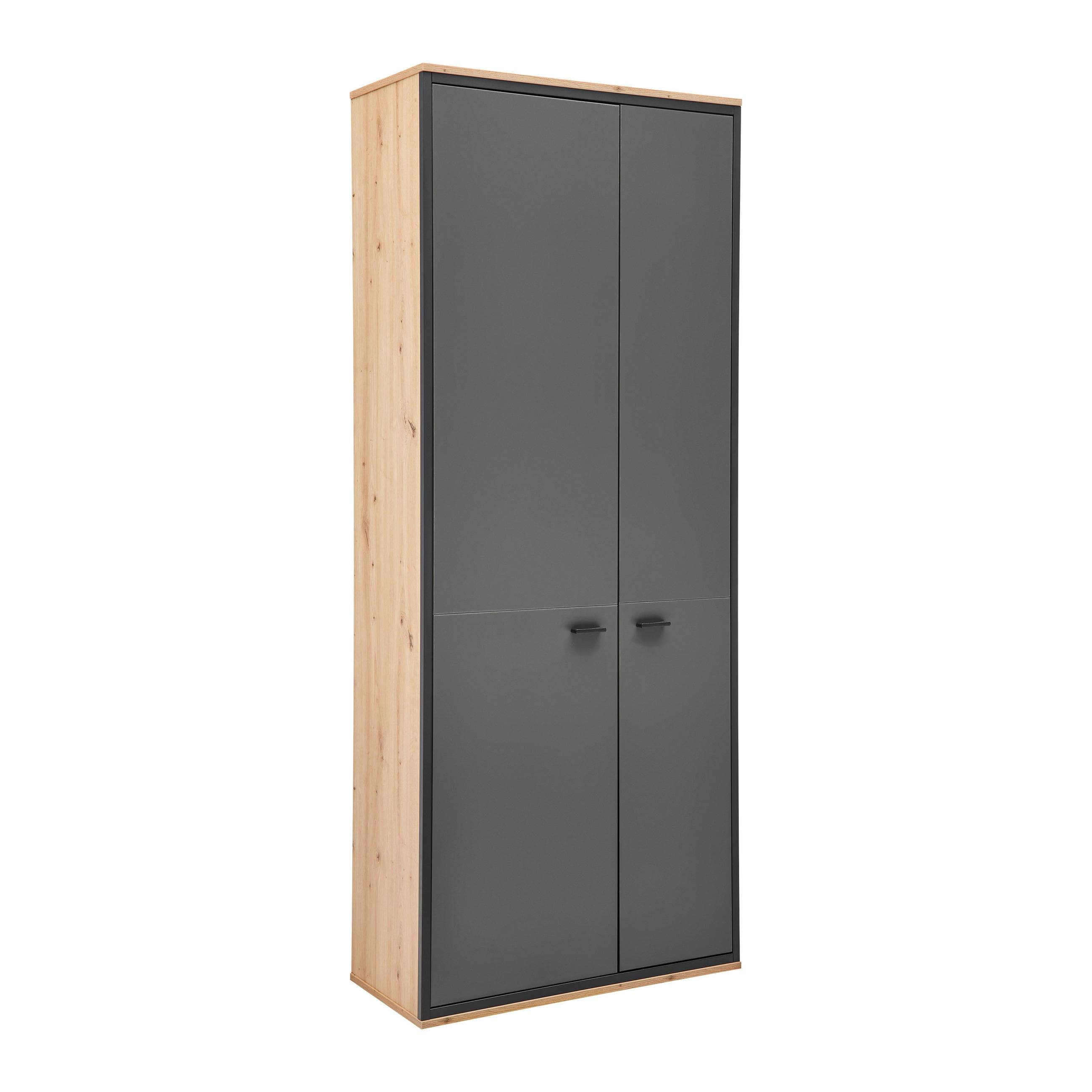 Garderobenschrank Florenz Grau/Eiche Artisan