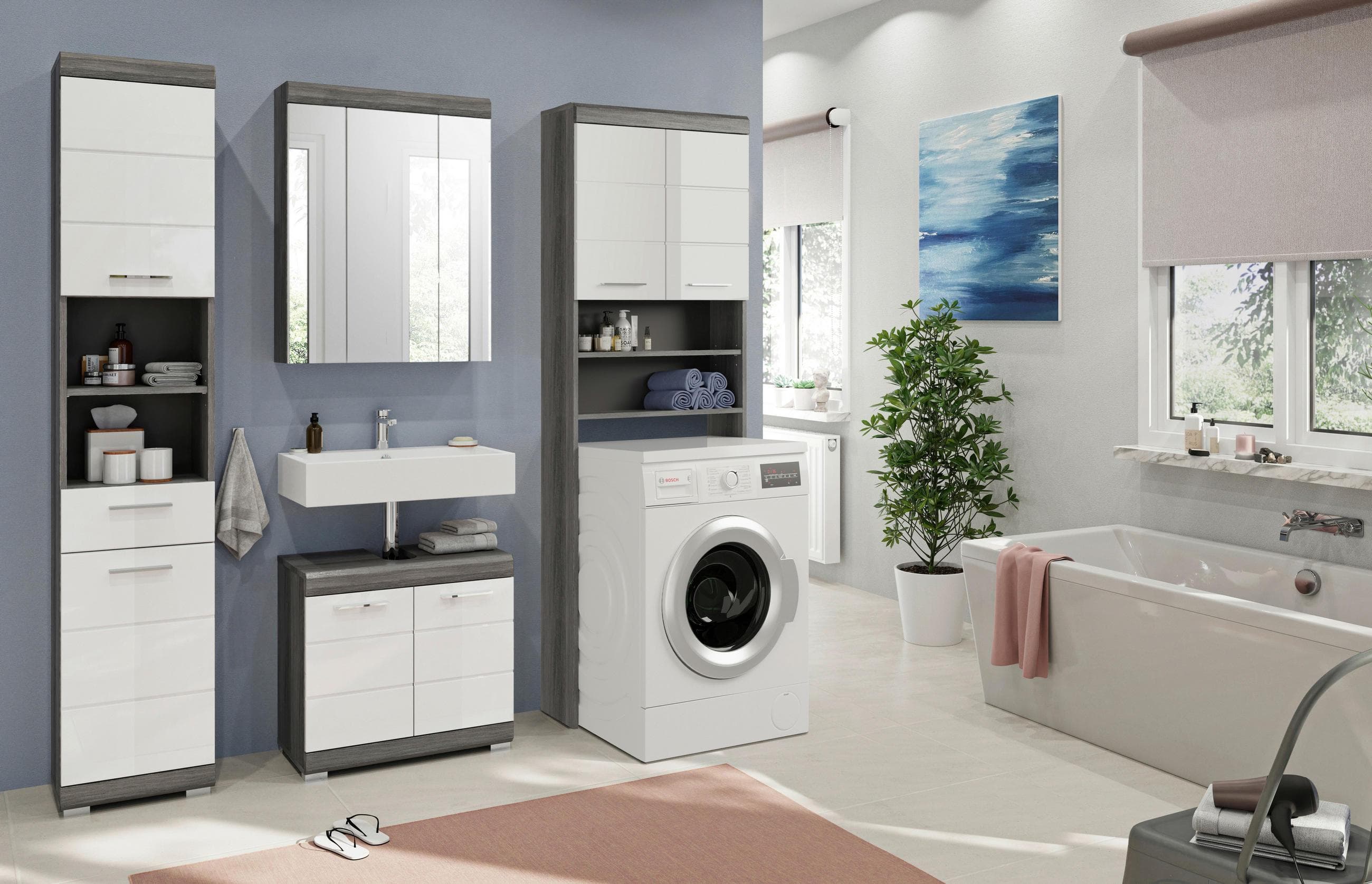 Badezimmer Scout 4-tlg. Anthrazit/Weiß