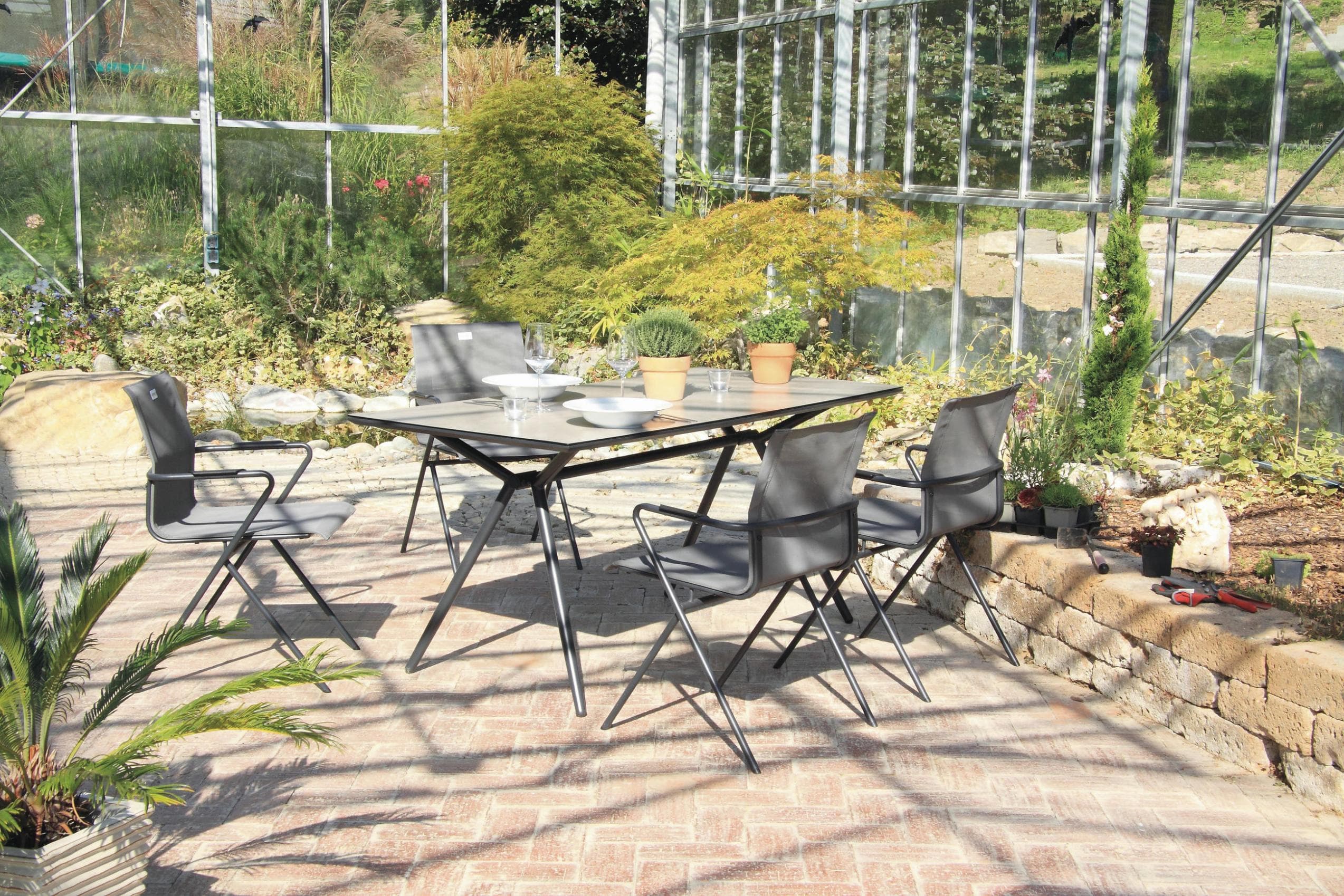 Acamp Gartengarnitur 5-tlg. Metall/Kunststoff/Glas