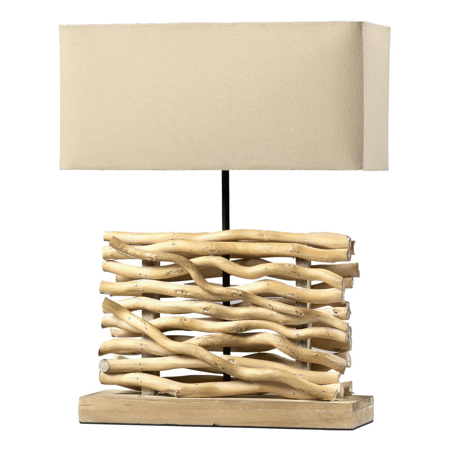 Tischlampe Marica Stoffschirm und Holz 50cm