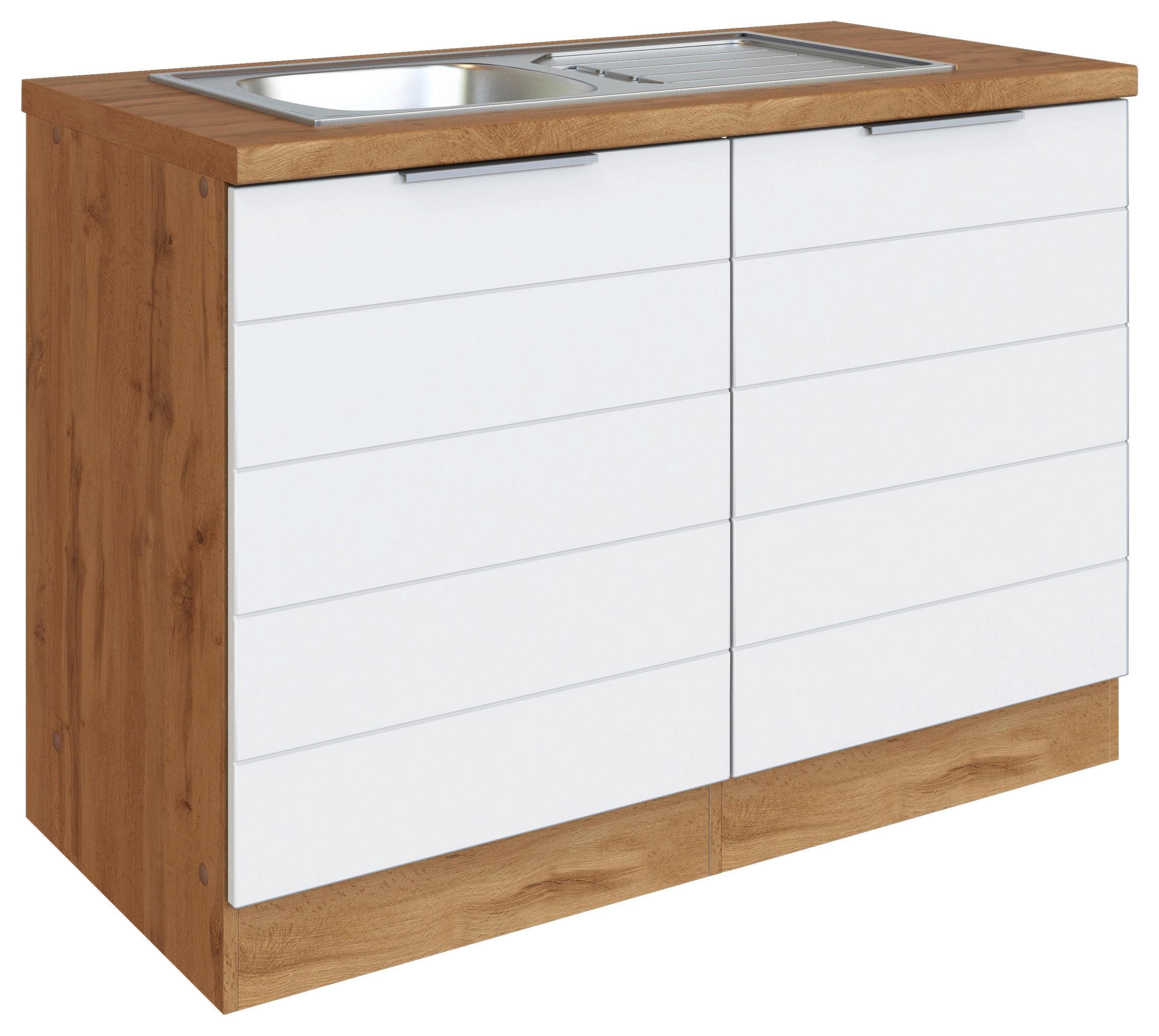 Spülenschrank Florenz ca. 120 cm Weiß/Eiche von Held