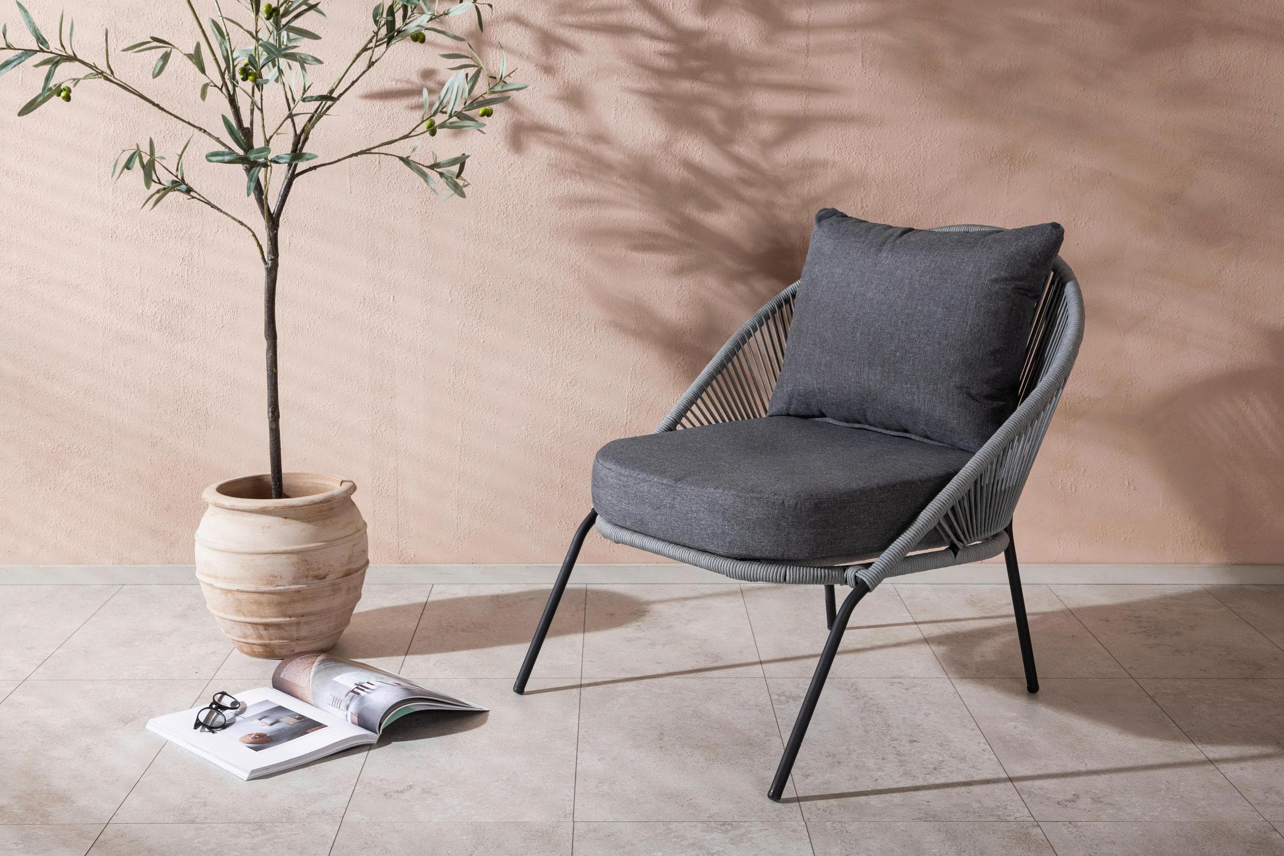 Loungesessel Lindos Grau Schwarz Mömax