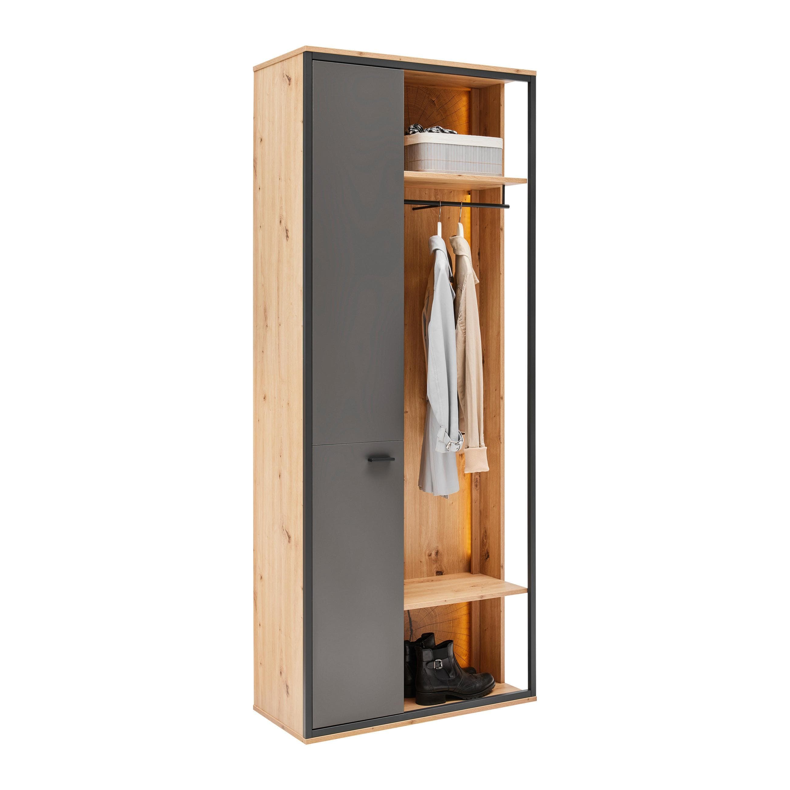 Garderobenschrank Florenz Grau/Eiche Artisan Mömax