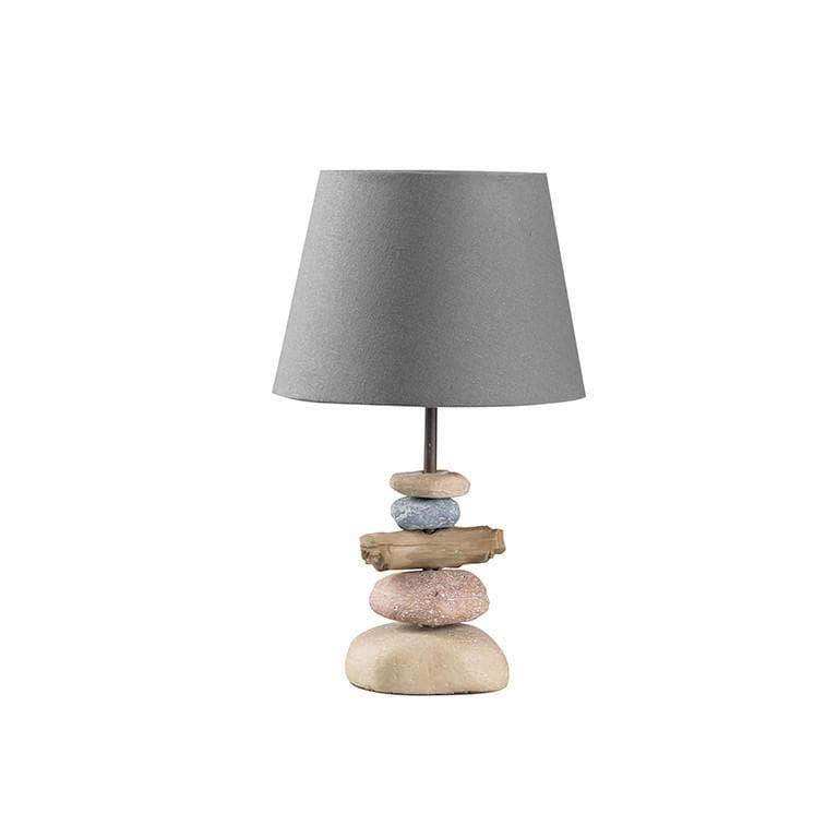 Tischlampe Vera Stoffschirm Stein-Dekor 38cm