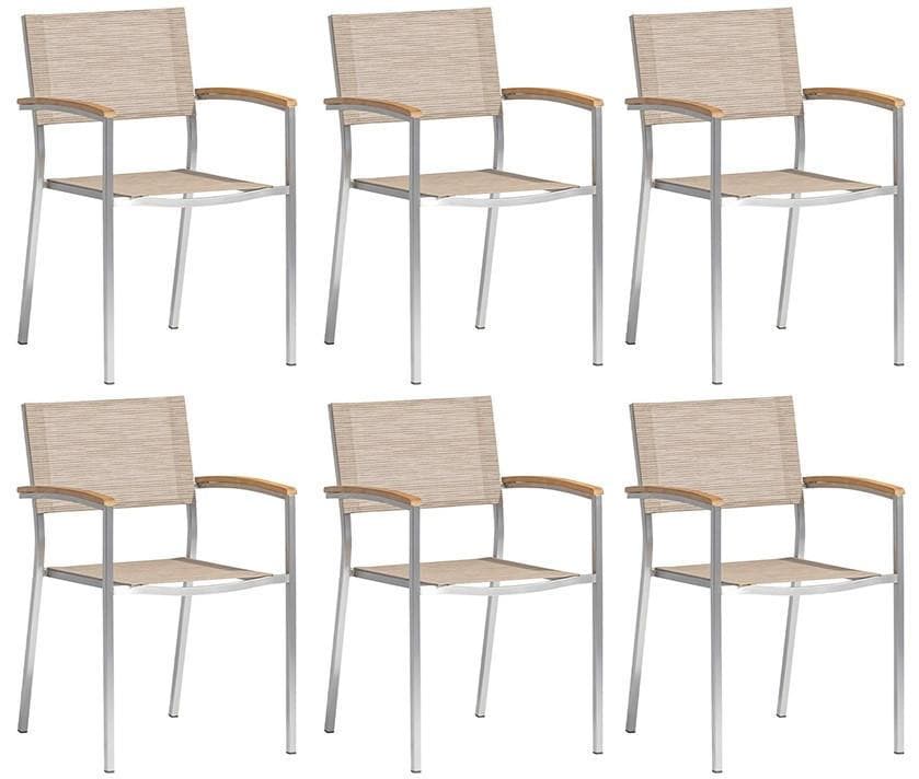 Acamp Gartensessel-Set Skye 6er-Set Beige Teakfarben