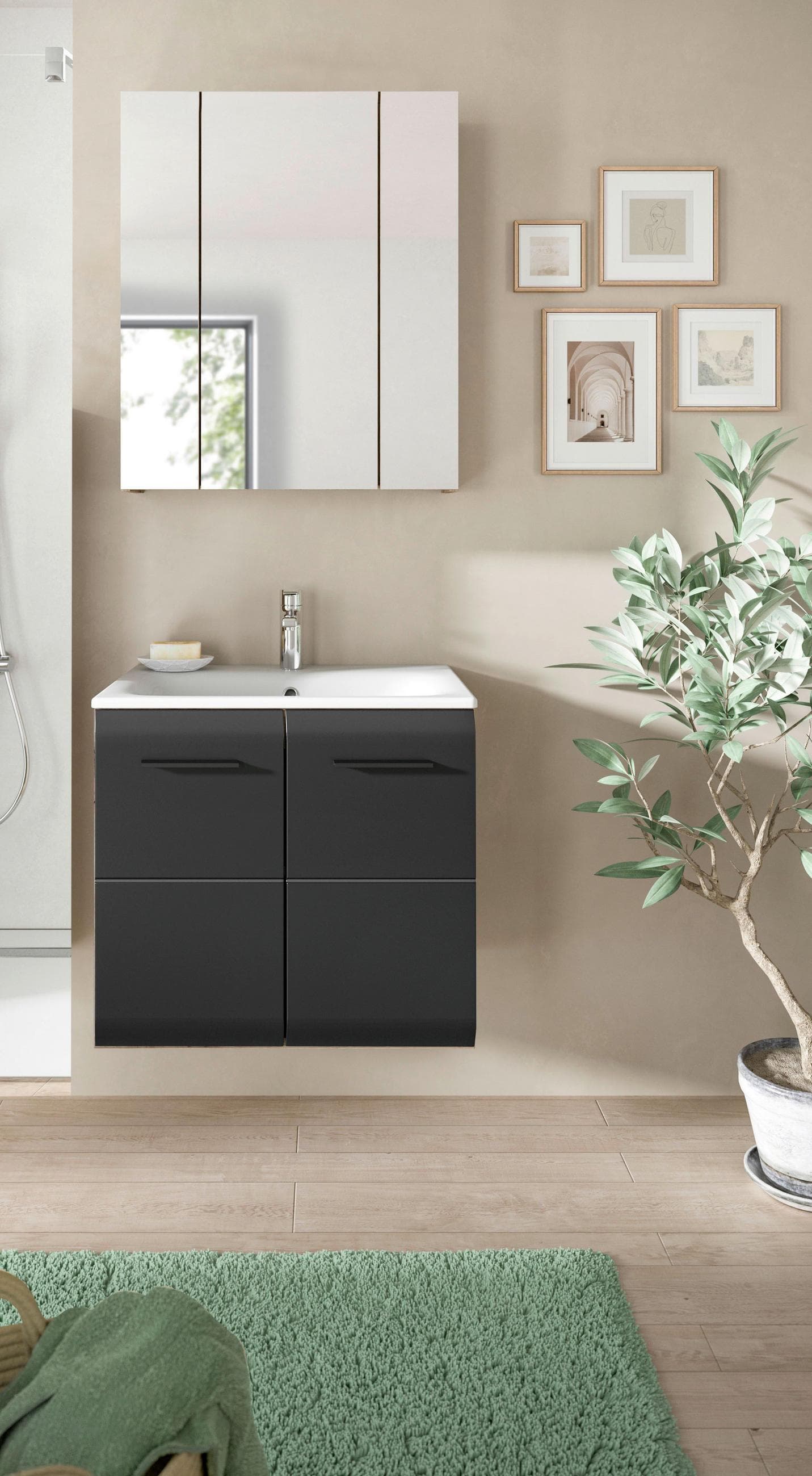 Badezimmer Ice 2-tlg. Schwarz/Eiche Dunkel Mömax DE