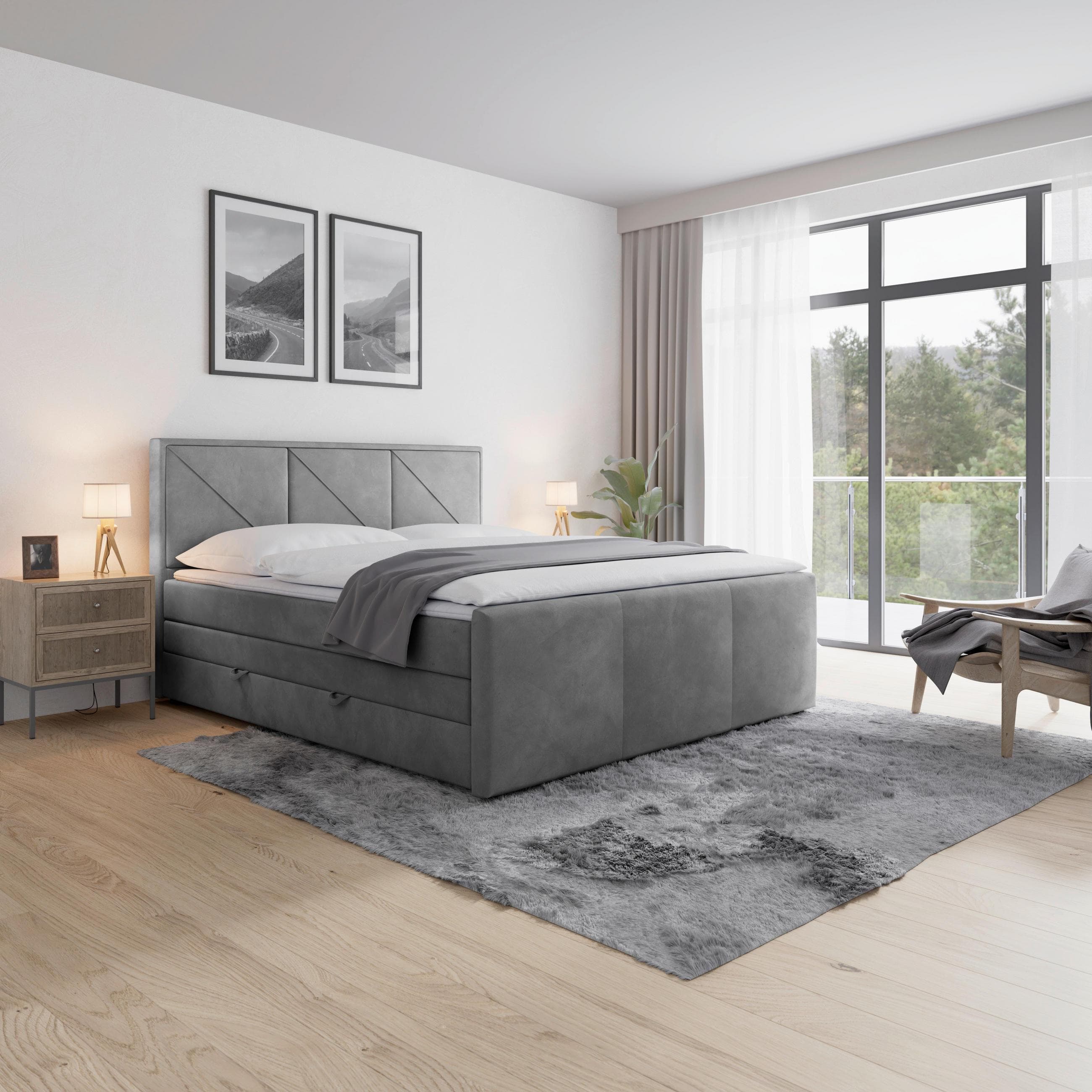 Boxspringbett Bologna Hellgrau