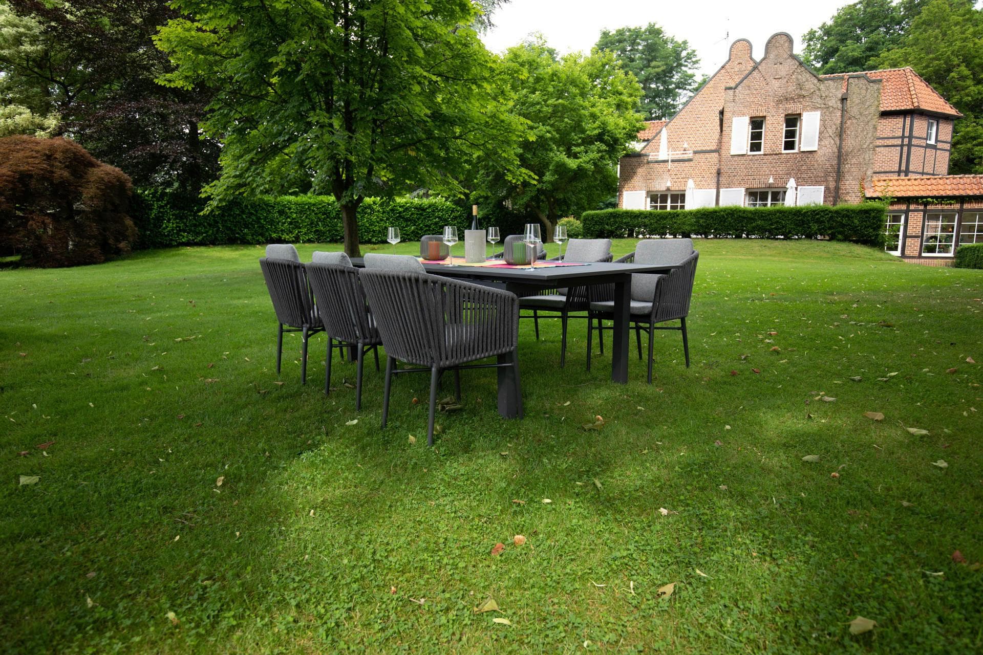 Manhattan Gartenlounge-Set Anthrazit Grau Poly Rattan
