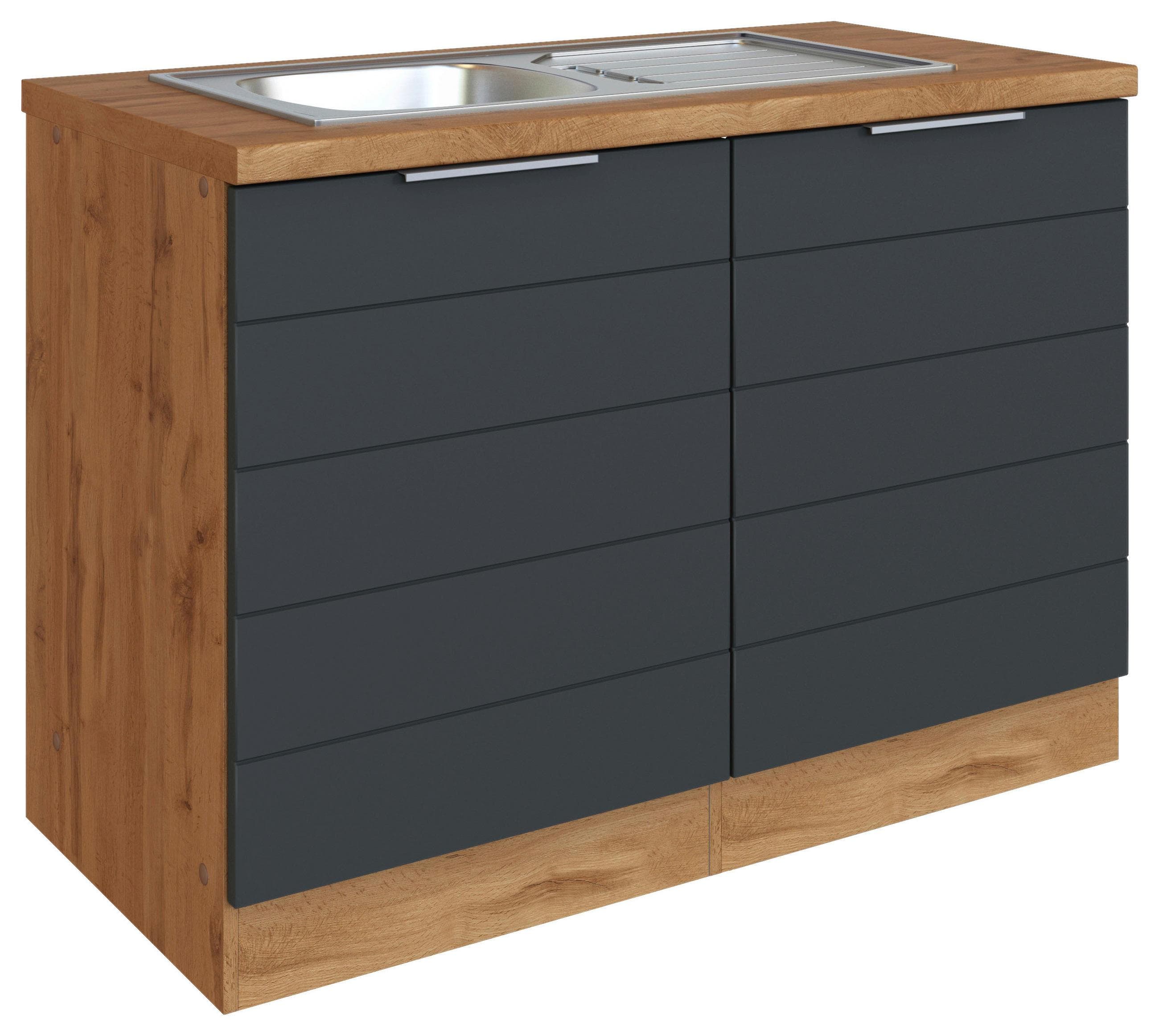 Spülenschrank Florenz ca. 120 cm Grau/Eiche von Held