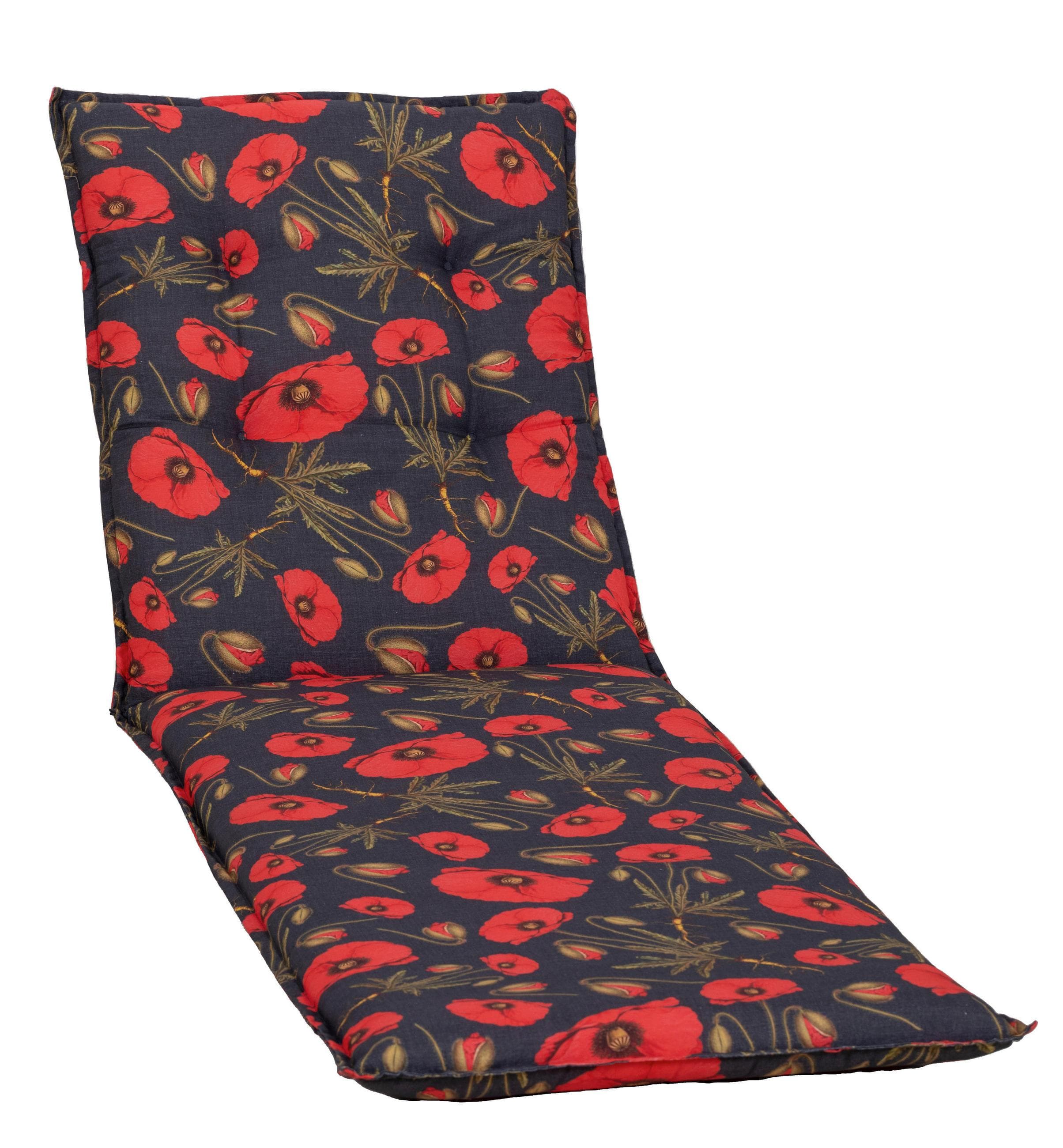 Liegenauflage Trondheim Mohnblumenmuster Schwarz