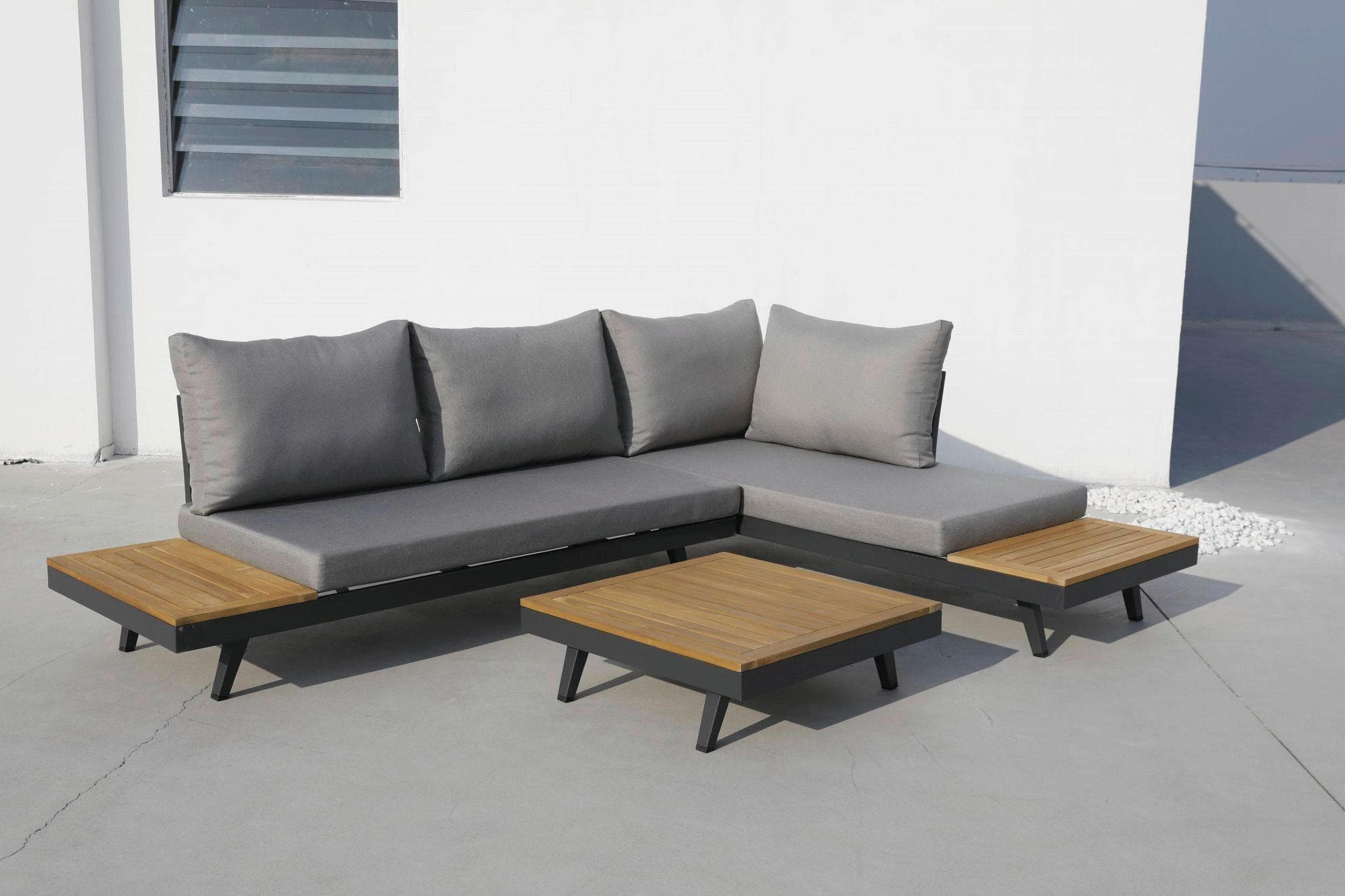 Loungegarnitur Acamp Naxos Lounge Anthrazit/Teakfarben