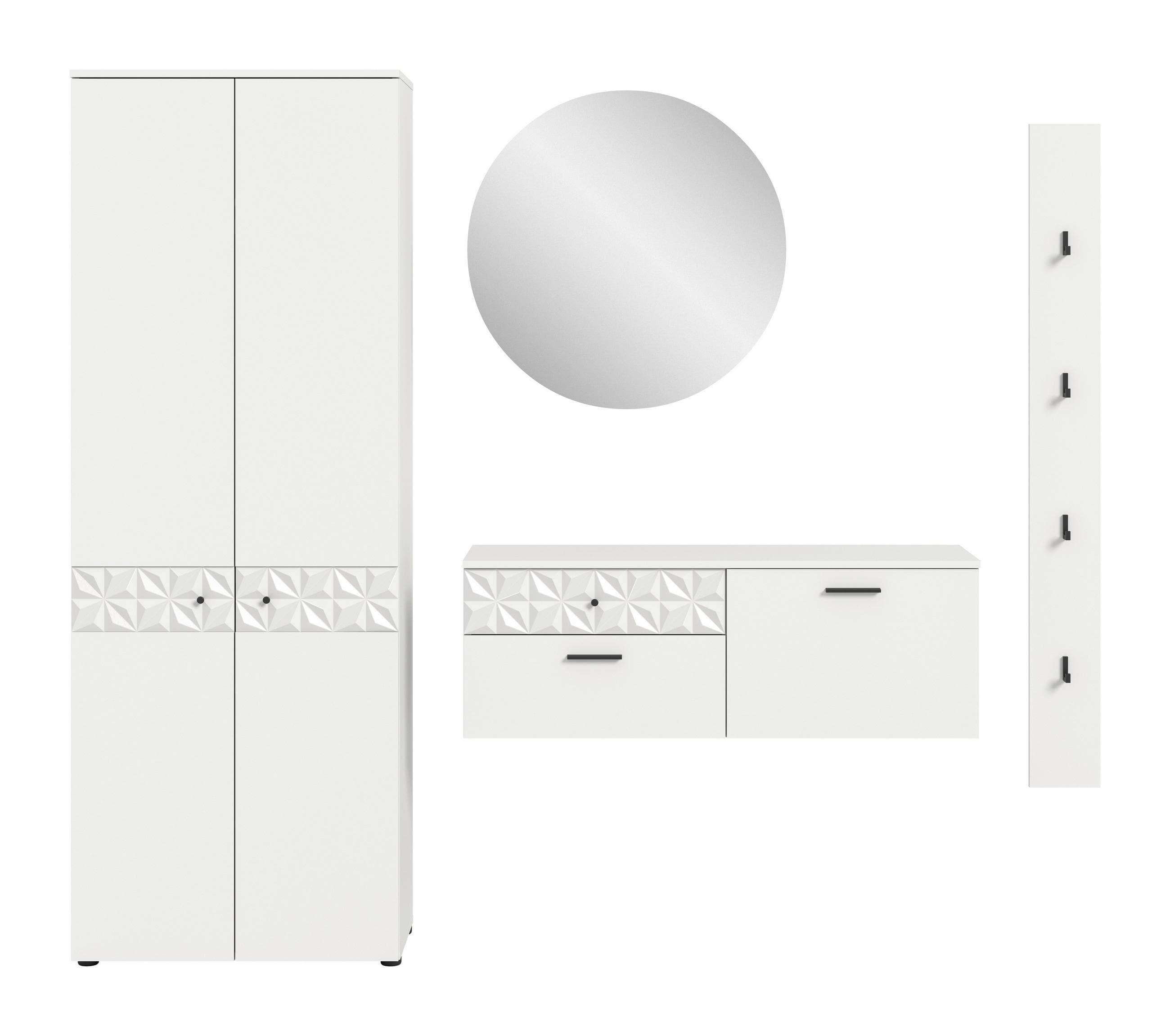 Garderobe Prisma 4-tlg. Weiß