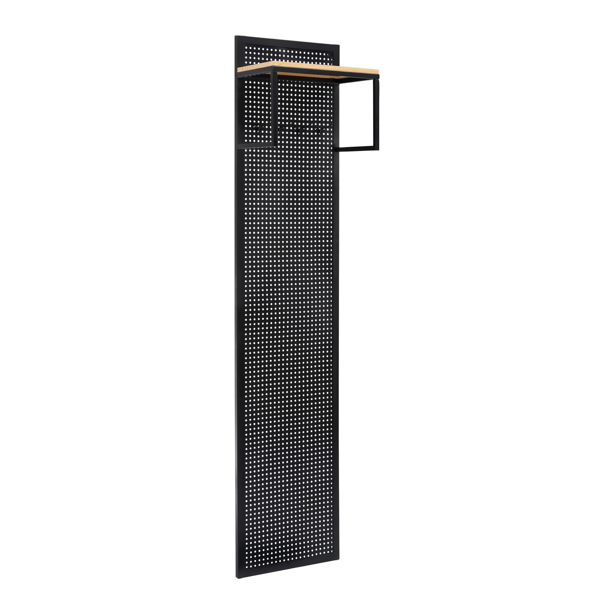 Garderobe Lorenzo Schwarz Metall/Echtholz