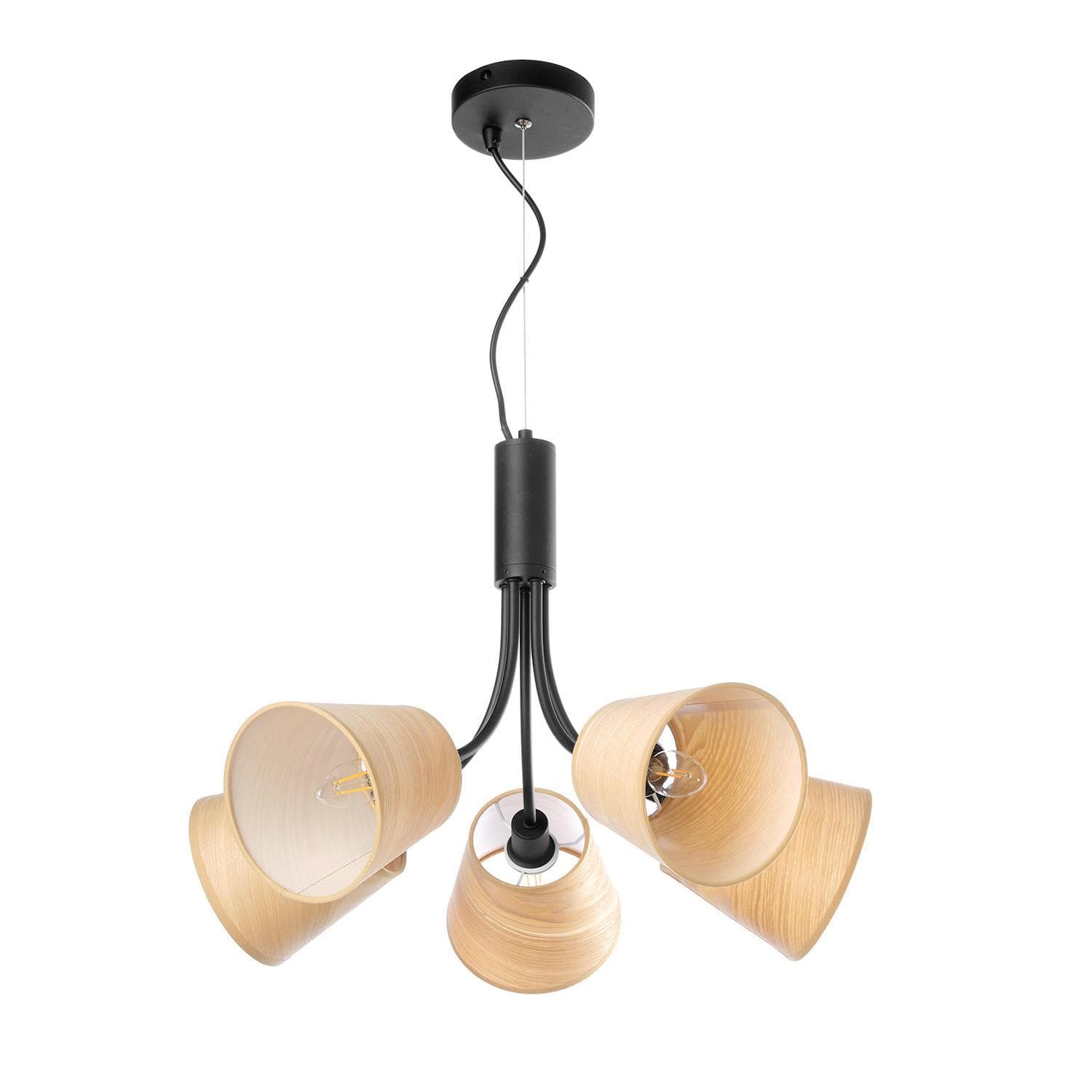 Kronleuchter Asia Schwarz/Eiche max. 6 Watt