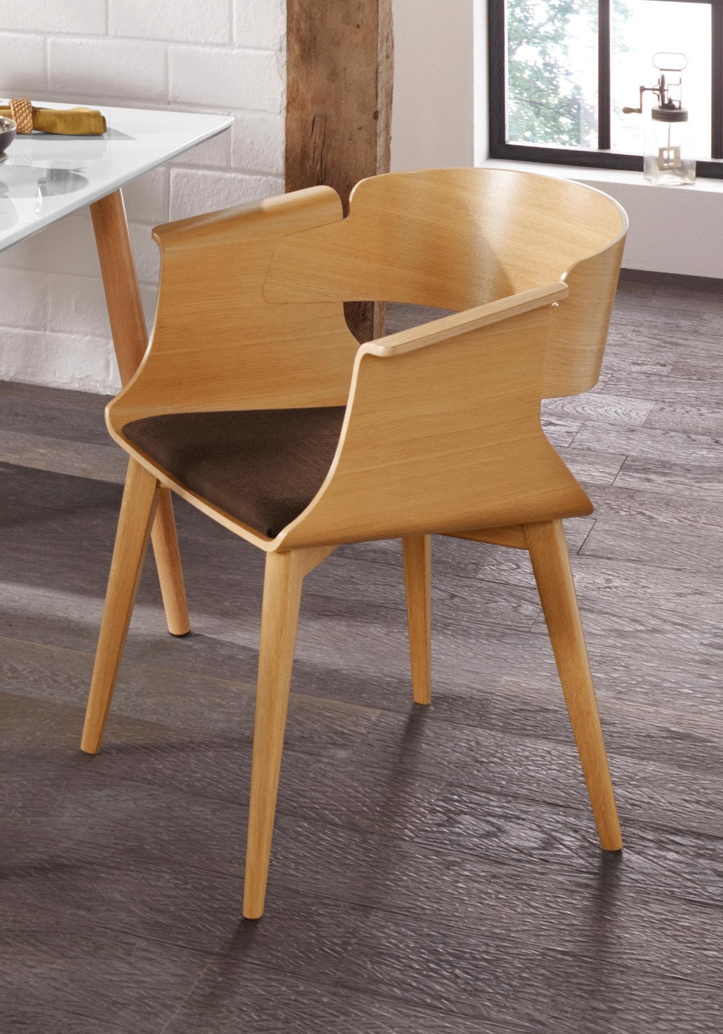 HOME AFFAIRE Stuhl SWING Eichefarben Schwarz Braun Massivholz