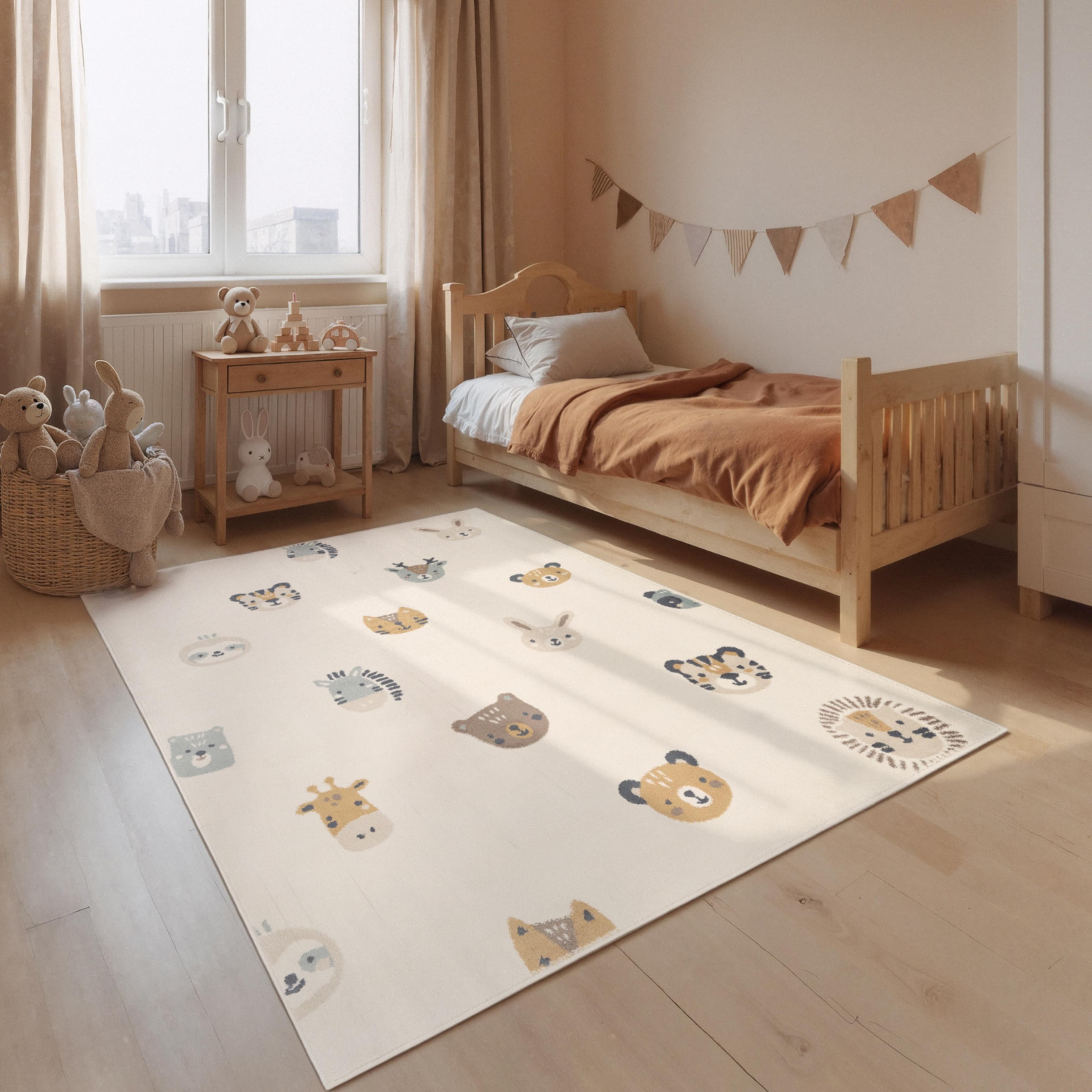 Kinderteppich HANSE HOME Tiny Zoo Creme Multifarben
