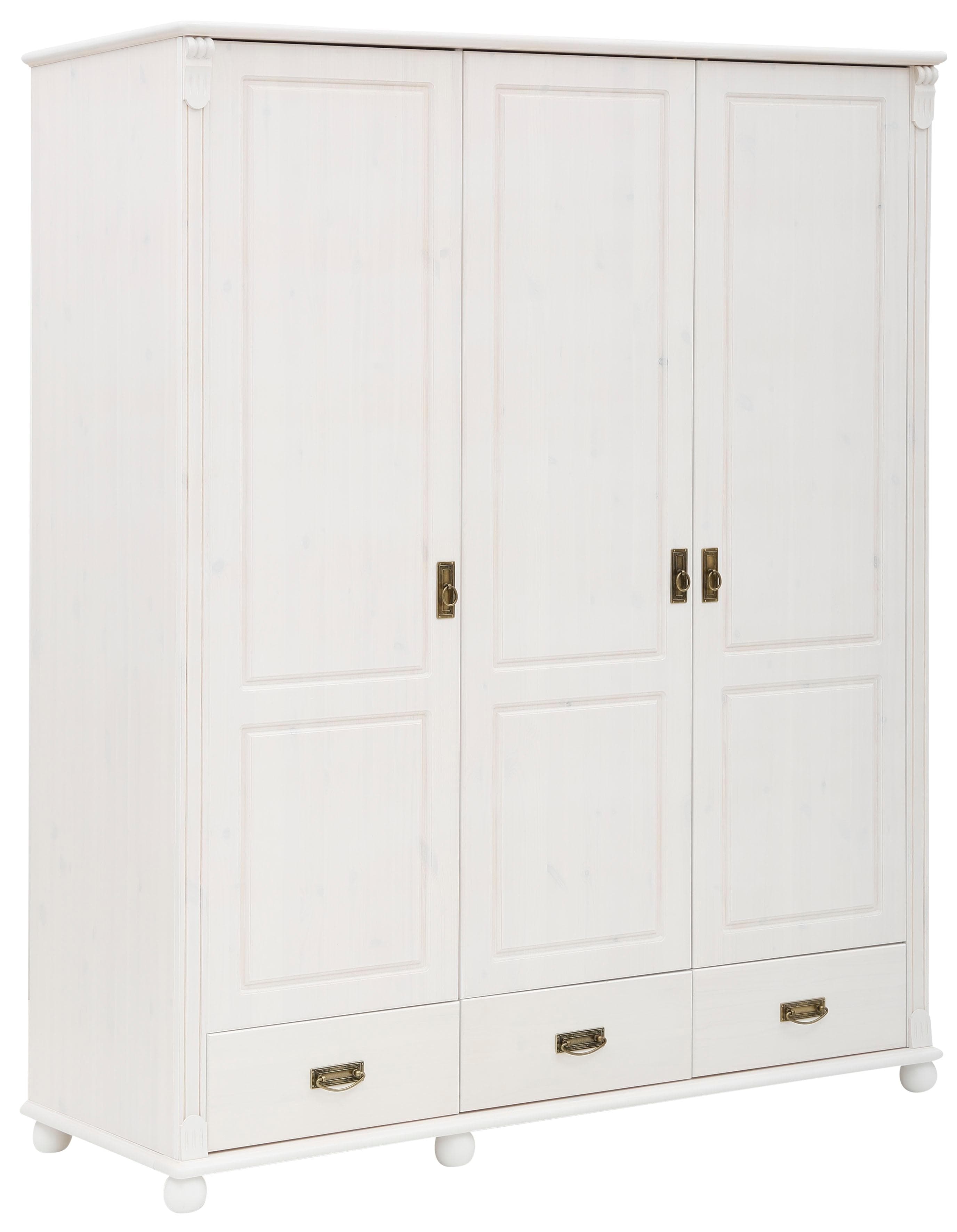 OTTO HOME Kleiderschrank Aimo 3-türig Weiß Massivholz Landhausstil