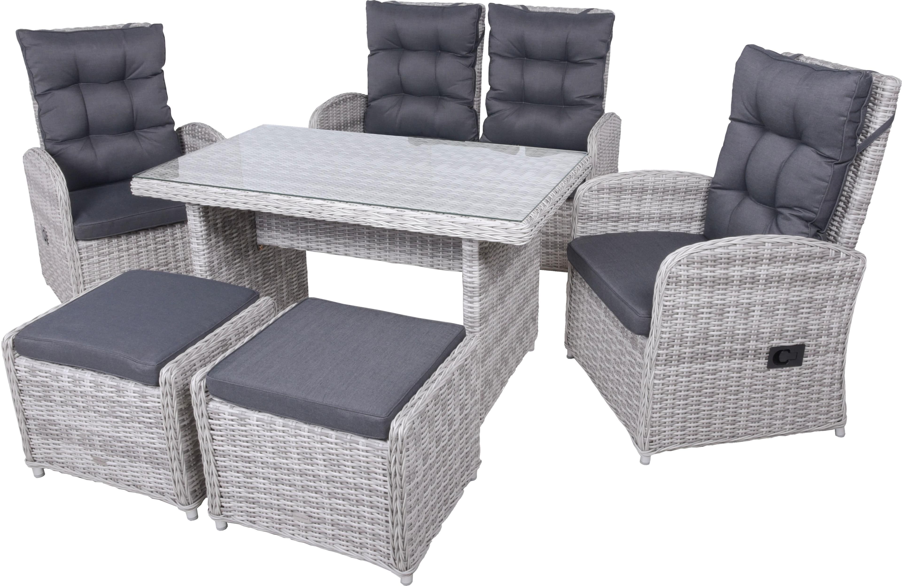 Garten-Essgruppe LYON Garten Pleasure 6-tlg. Grau Kunststoffgeflecht