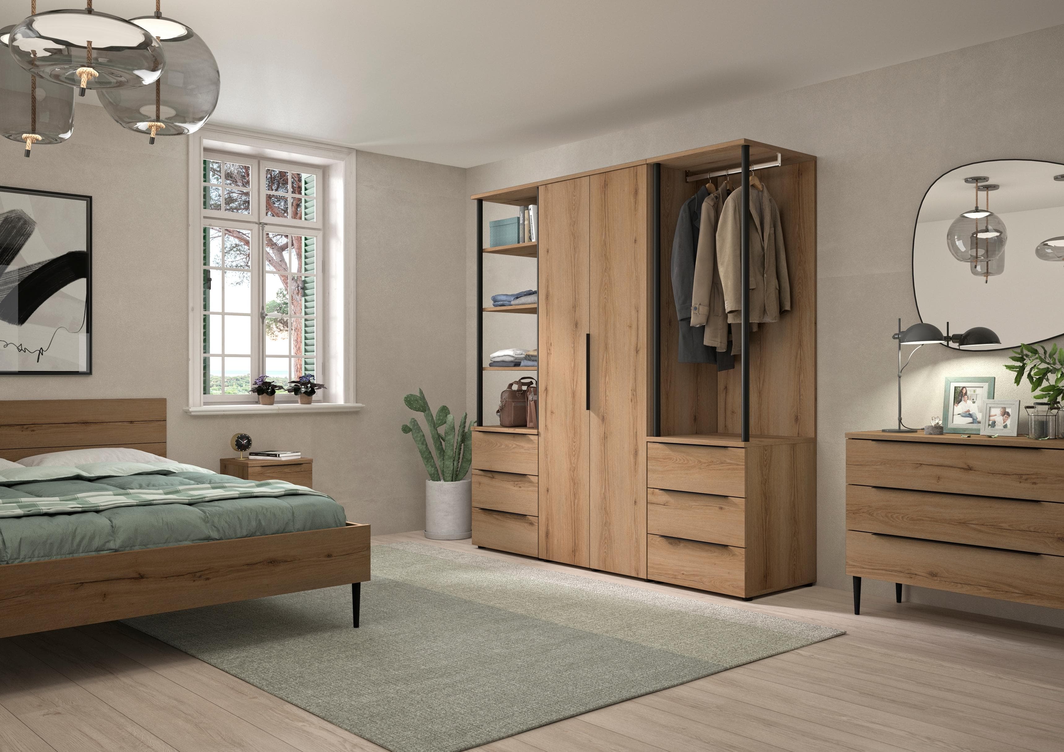 Drehtürenschrank GAMI Schrank 2 Türen Braun Spanplatte