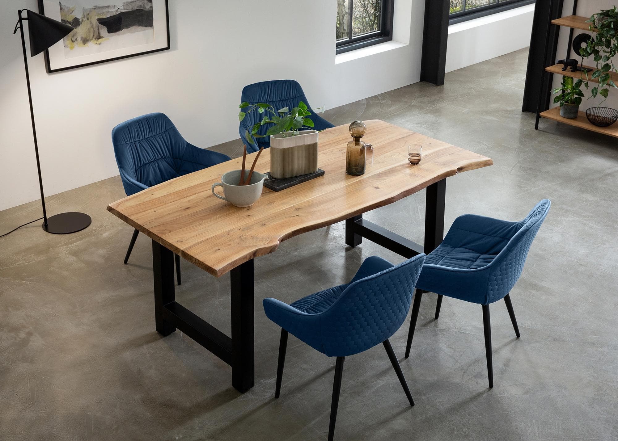 Essgruppe SALESFEVER Esszimmerausstattung Holz Metall Blau