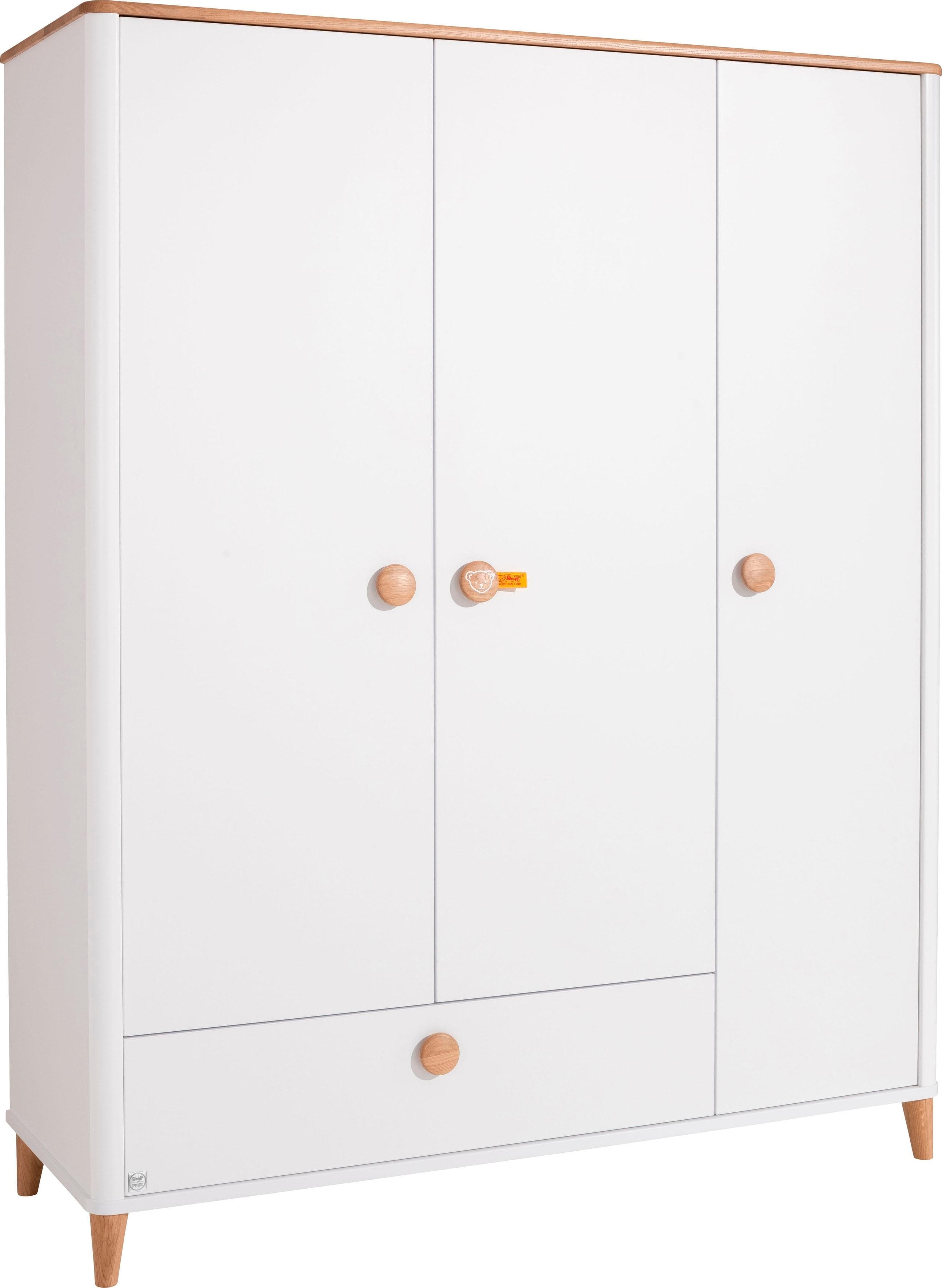 PAIDI Kleiderschrank LOTTE & FYNN 3 Türen 1 Schublade Weiß Eiche