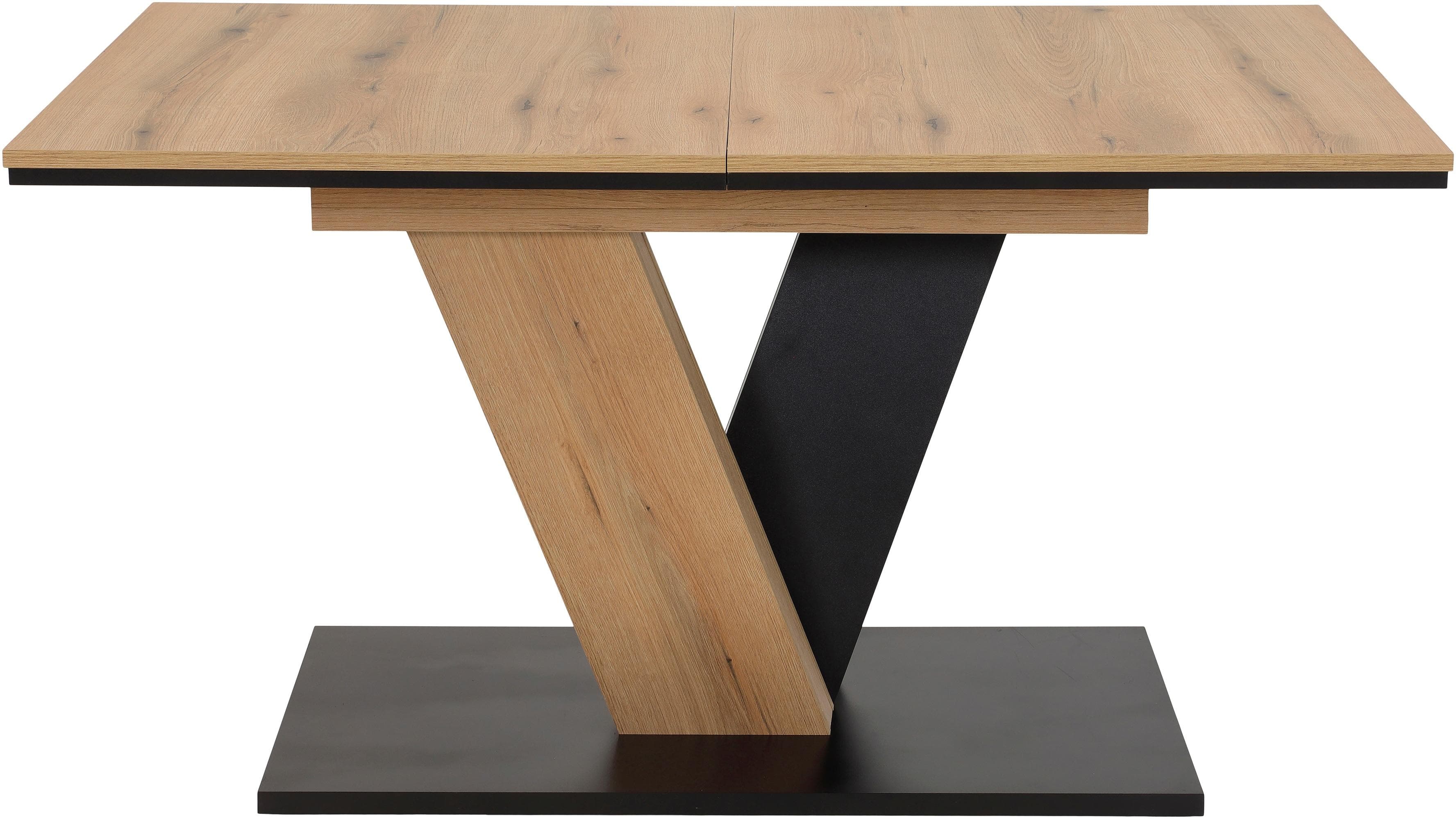 HELA Esstisch LUCY Ausziehbar Braun Schwarz Säulengestell