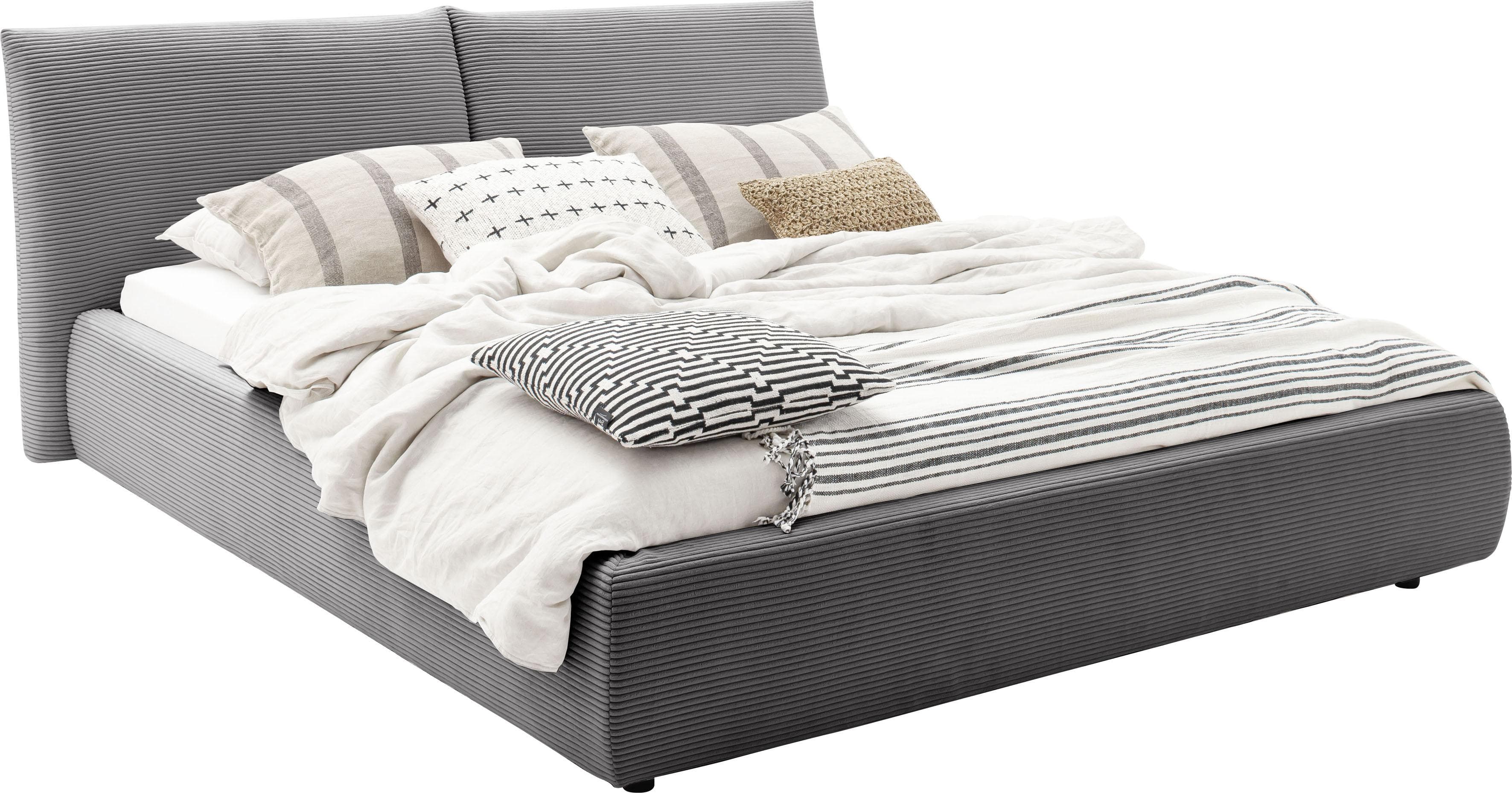 HOME AFFAIRE Priora Polsterbett Dunkelgrau Cord