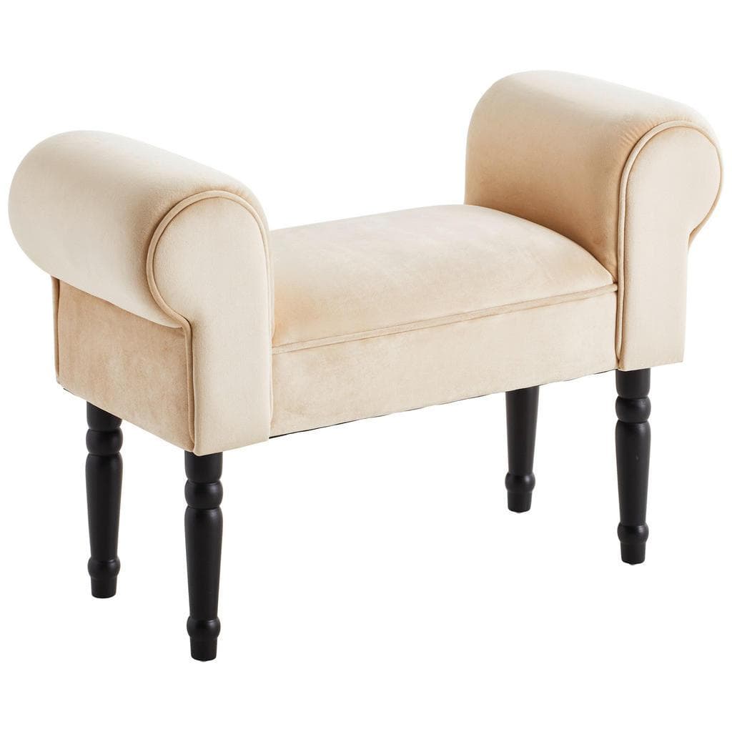 Xora Hocker Beige Samt Kiefer Massiv Wohnzimmer
