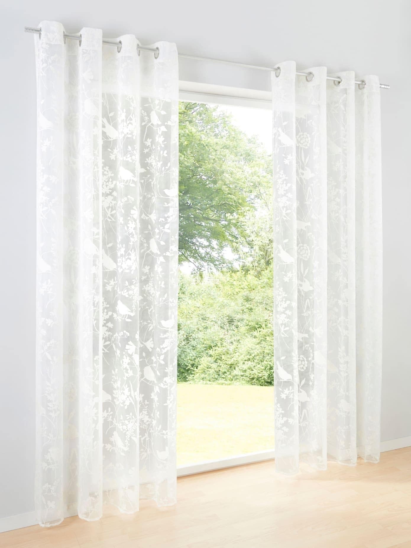 Gardine HEINE HOME Gr. 3, weiß, Leinen, Polyester, Viskose