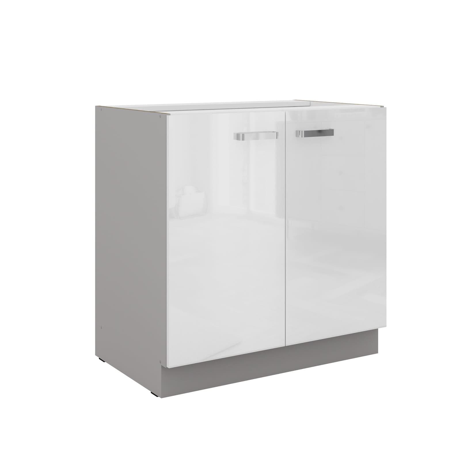 Hochglanz-Unterschrank Weiß mit Grauer Front | Moderne Küche