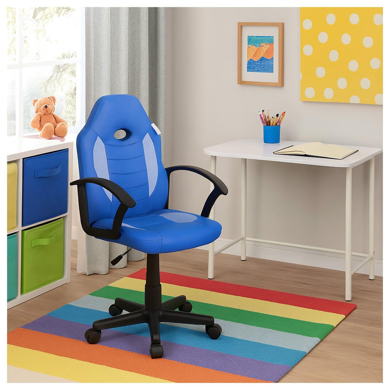 HTI-Living Schreibtischstuhl Kinder Drehstuhl Blau Komfortabel