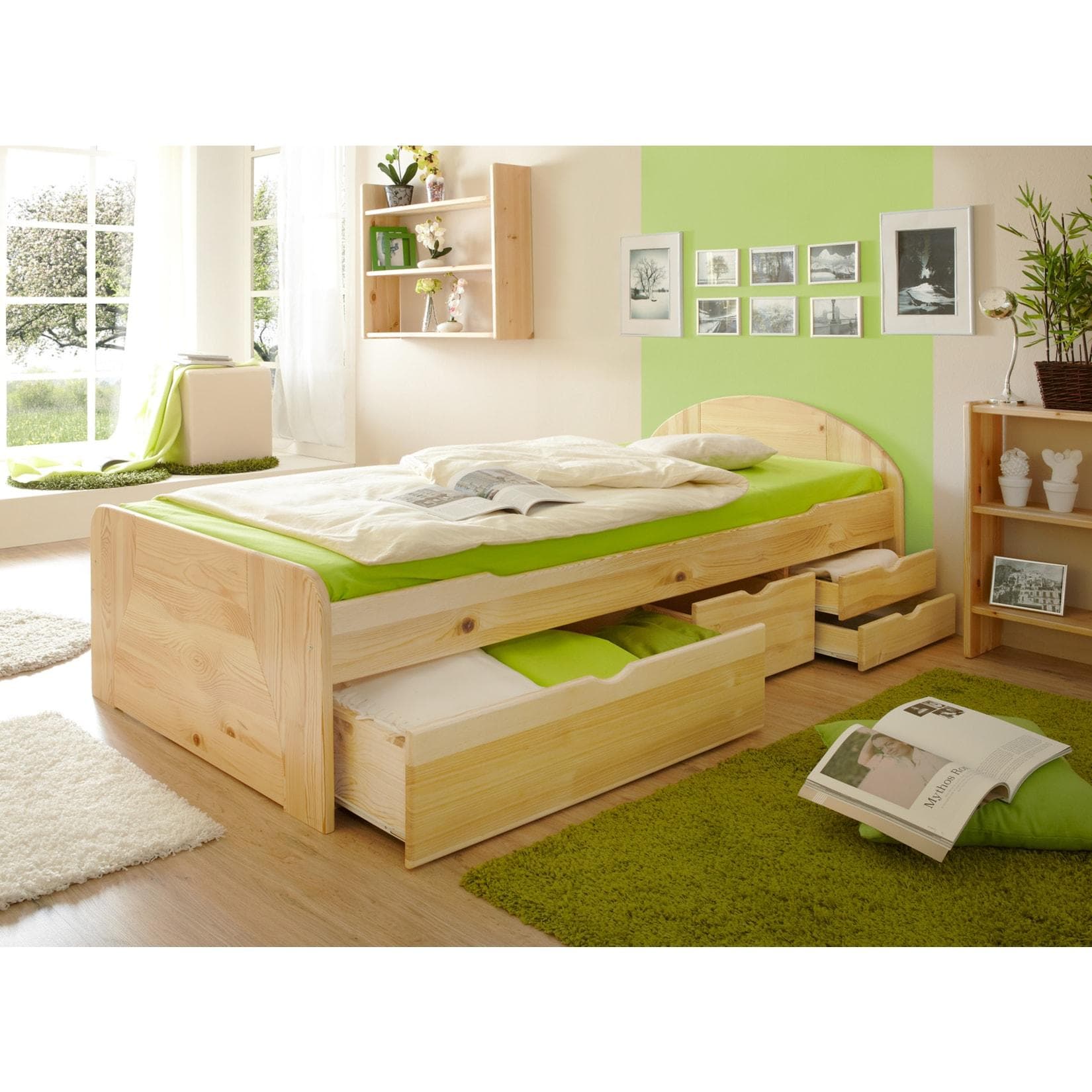 Ticaa Funktionsbett Schubkastenbett Erna Kiefer Natur