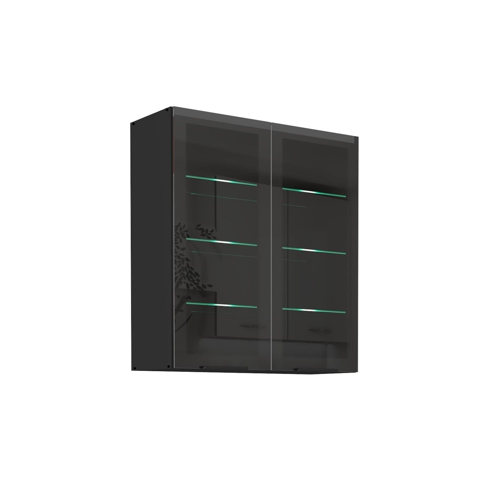 Küchen-Preisbombe Glashängeschrank 80 cm Schwarz SIENA