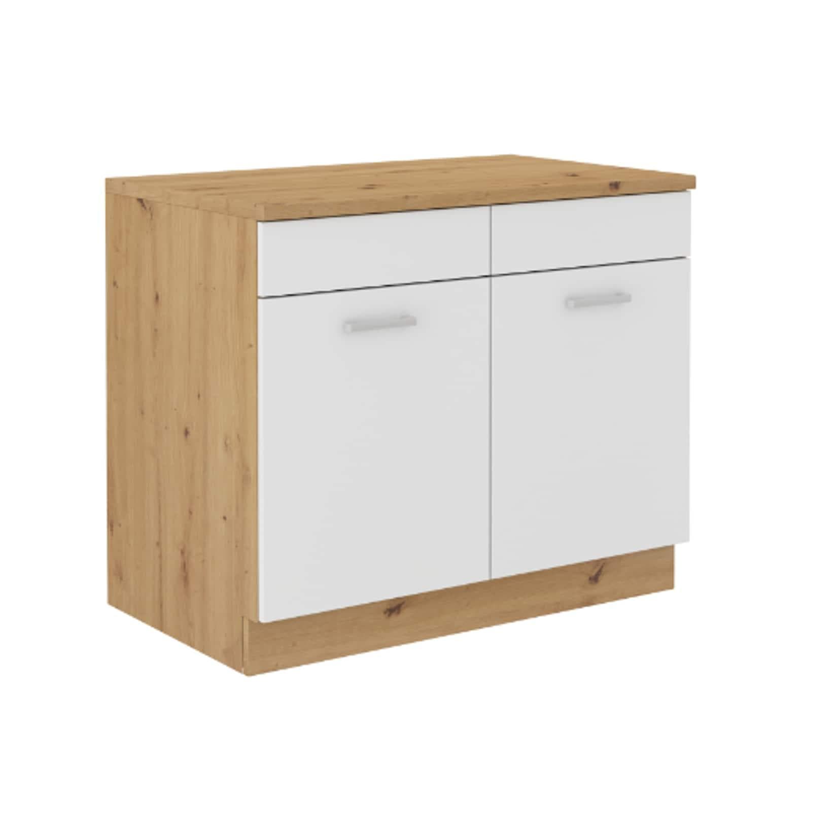 Spülenschrank Buffet Küche Mario 100 cm Weiss Spanplatte