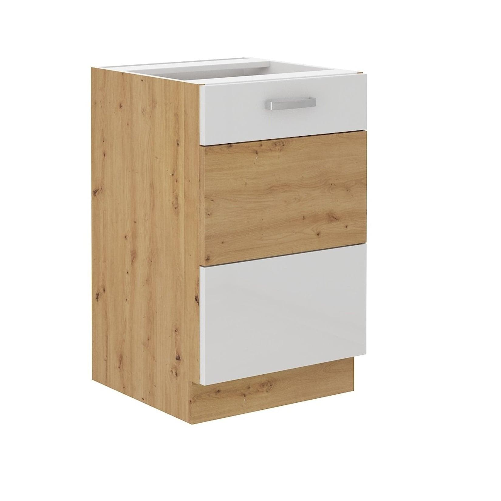 Küchen-Preisbombe Spülenschrank 50 cm Eiche Artisan Weiß Hochglanz