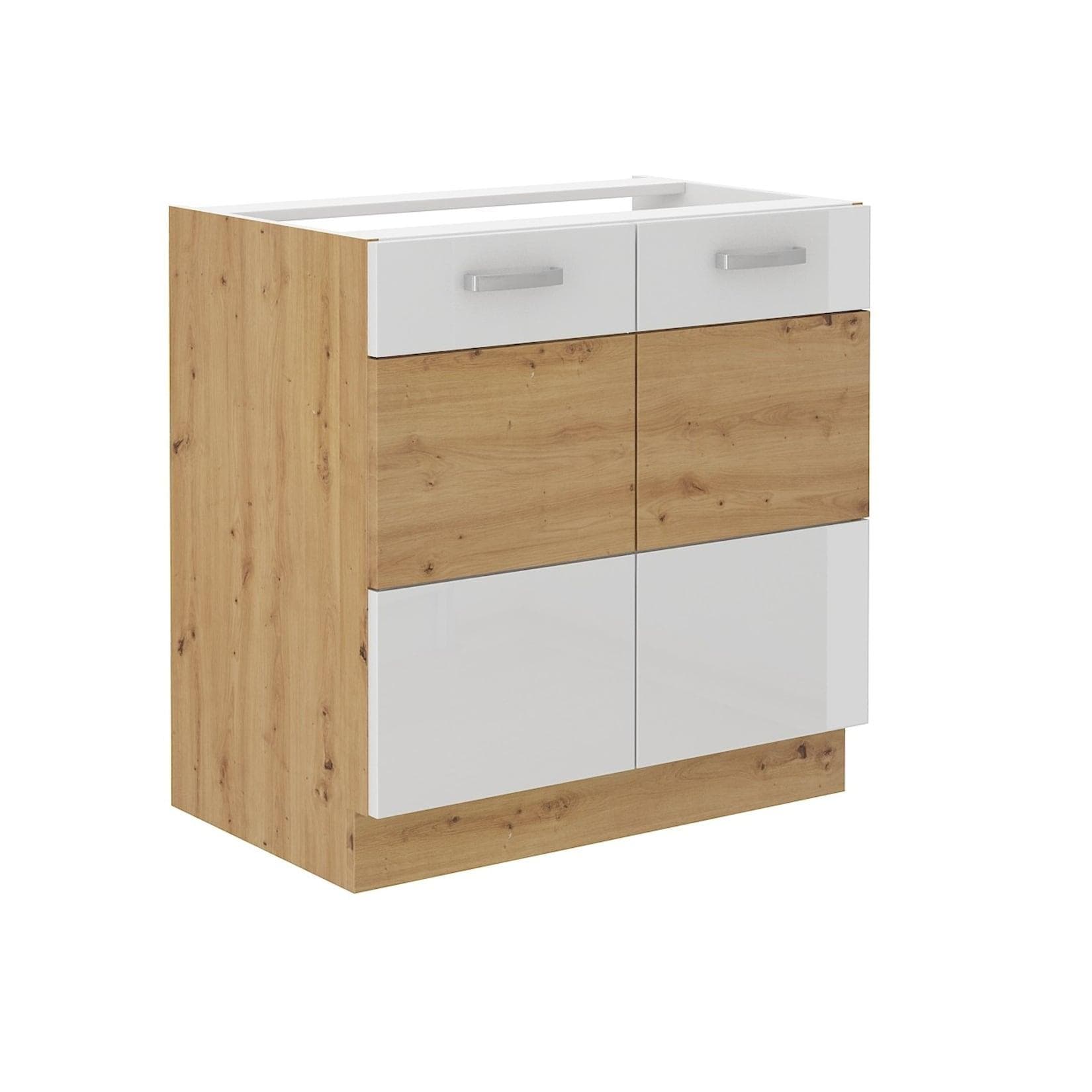 Küchen-Preisbombe Spülenschrank 80 cm Weiß Hochglanz Artisan