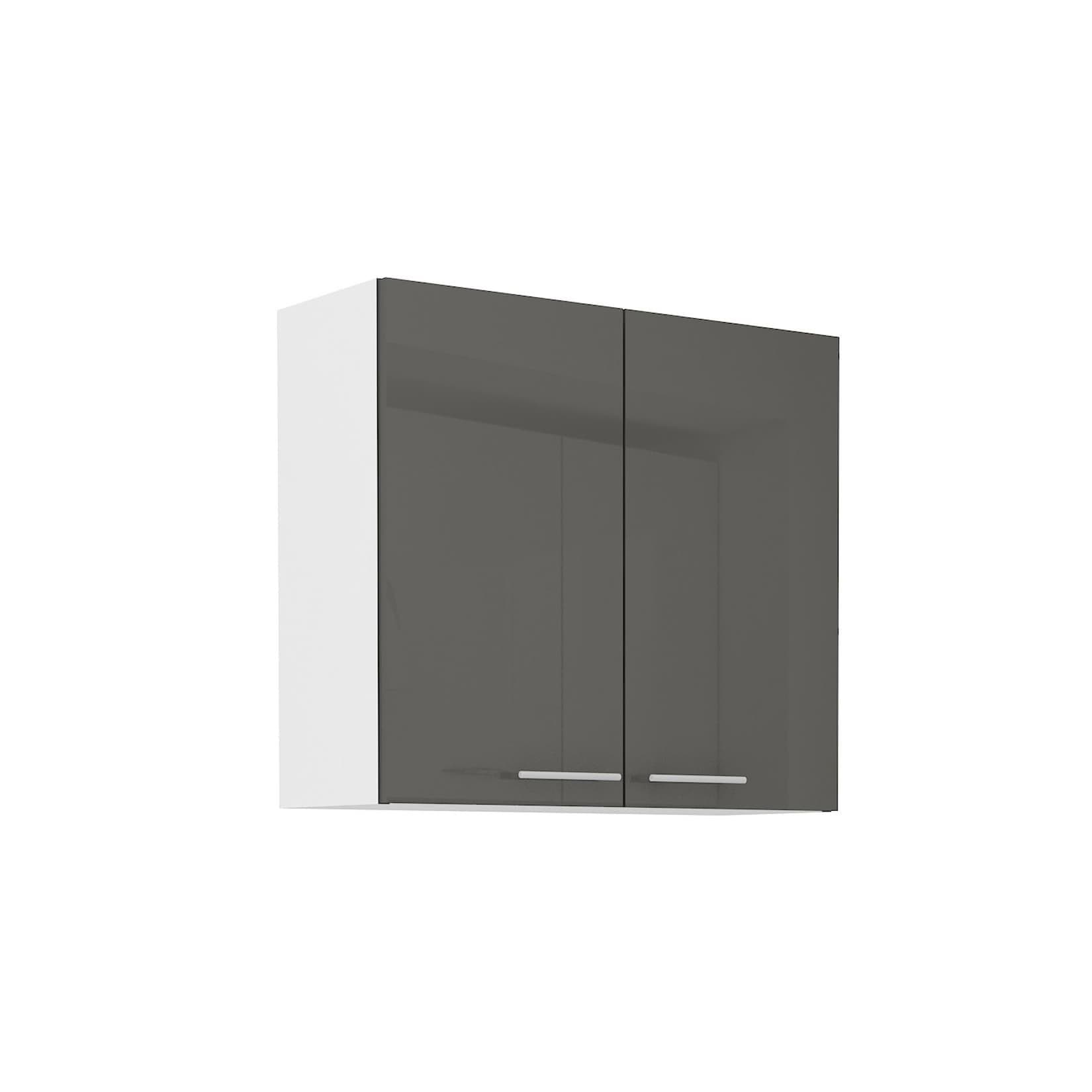 Küche Hängeschrank 80 Lara Grau Hochglanz + Weiss matt Küchenzeile Küchenblock