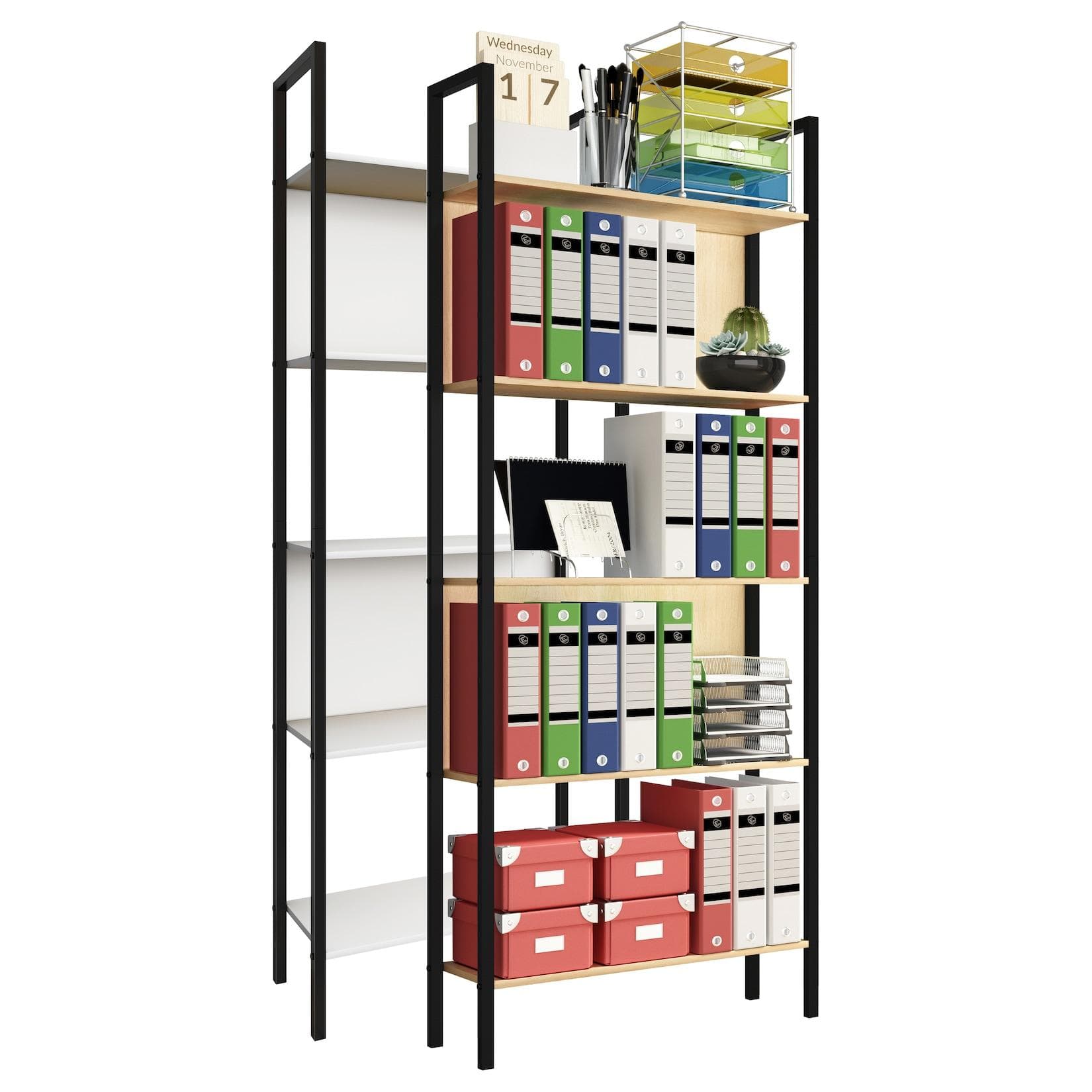 VCM Bücherregal Flakos 5-fach Weiß Holz Metall