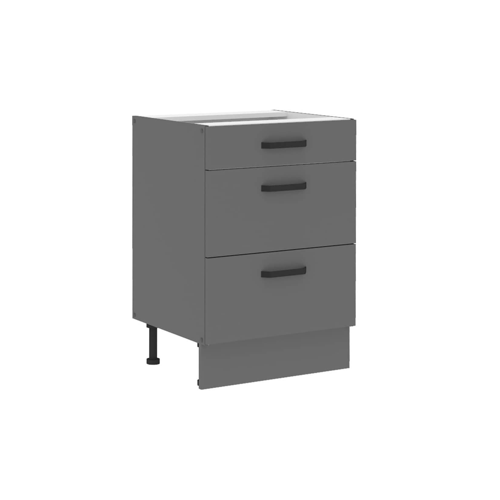 NESSA Unterschrank 60 cm Anthrazit mit Schubkasten und Auszügen