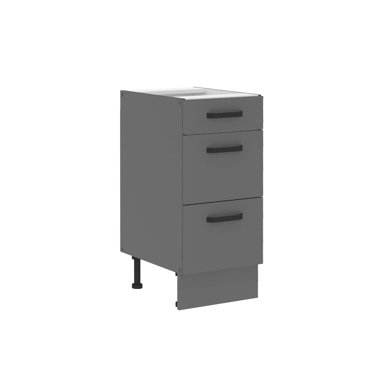 NESSA Unterschrank 40 cm Anthrazit mit Schubkasten und Auszügen