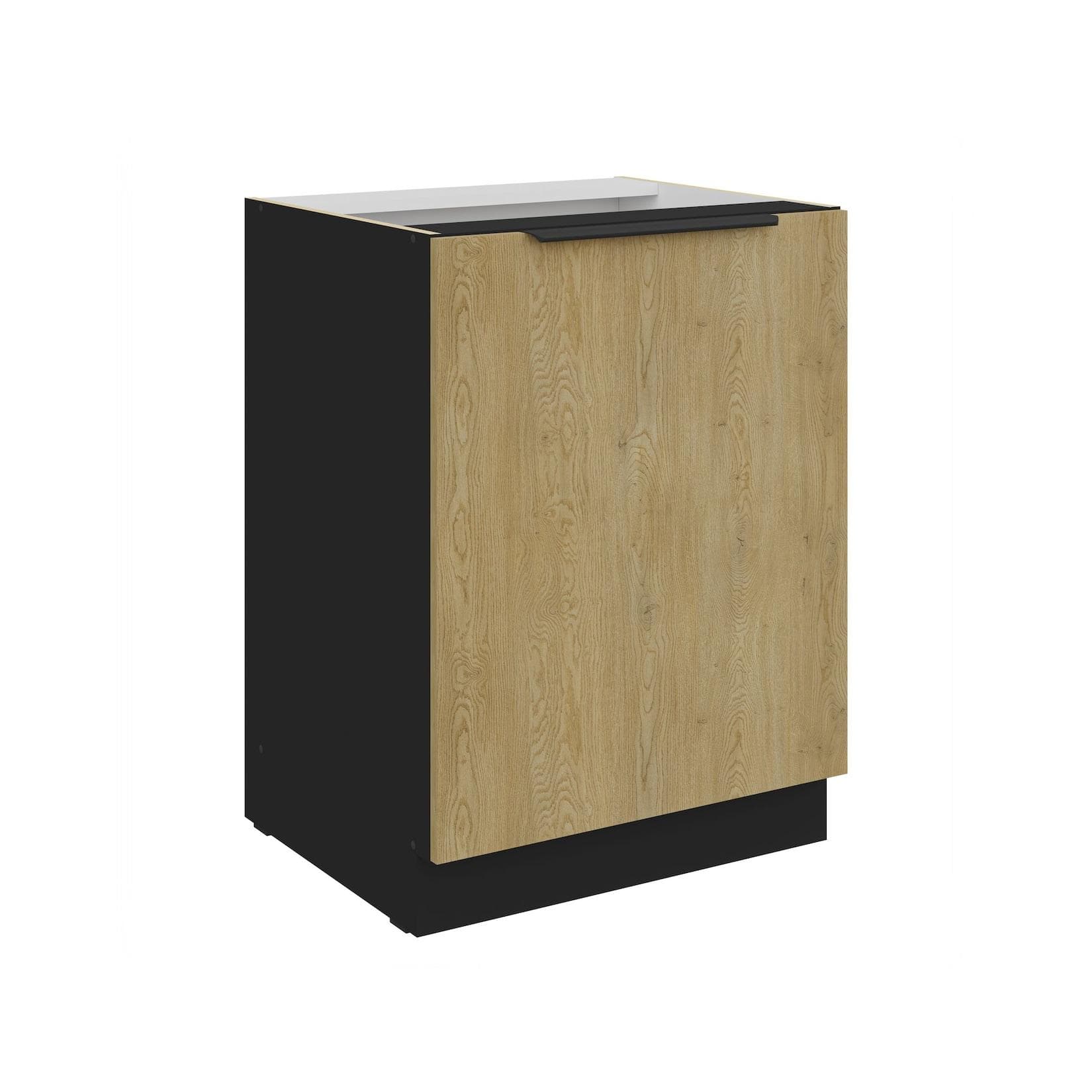 Küchen Unterschrank 60 cm CREMONA Eiche Schwarz Küche